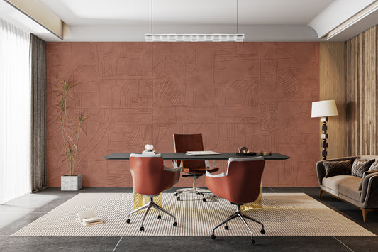 Modern terracotta wallpaper adding depth and character