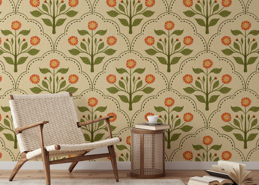 Vibrant wallpaper with orange lantana flowers
