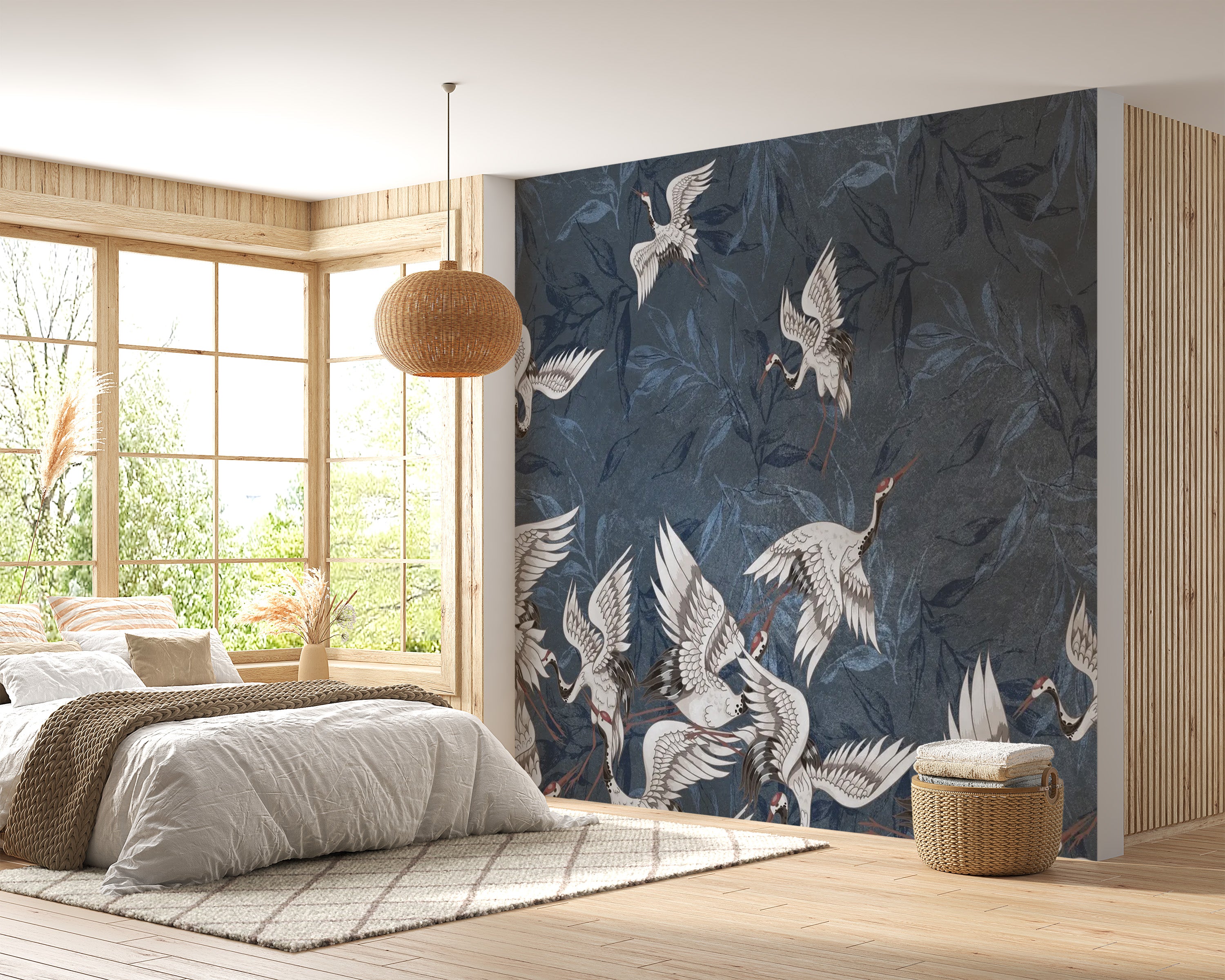 Cranes Grunge Wallpaper Mural