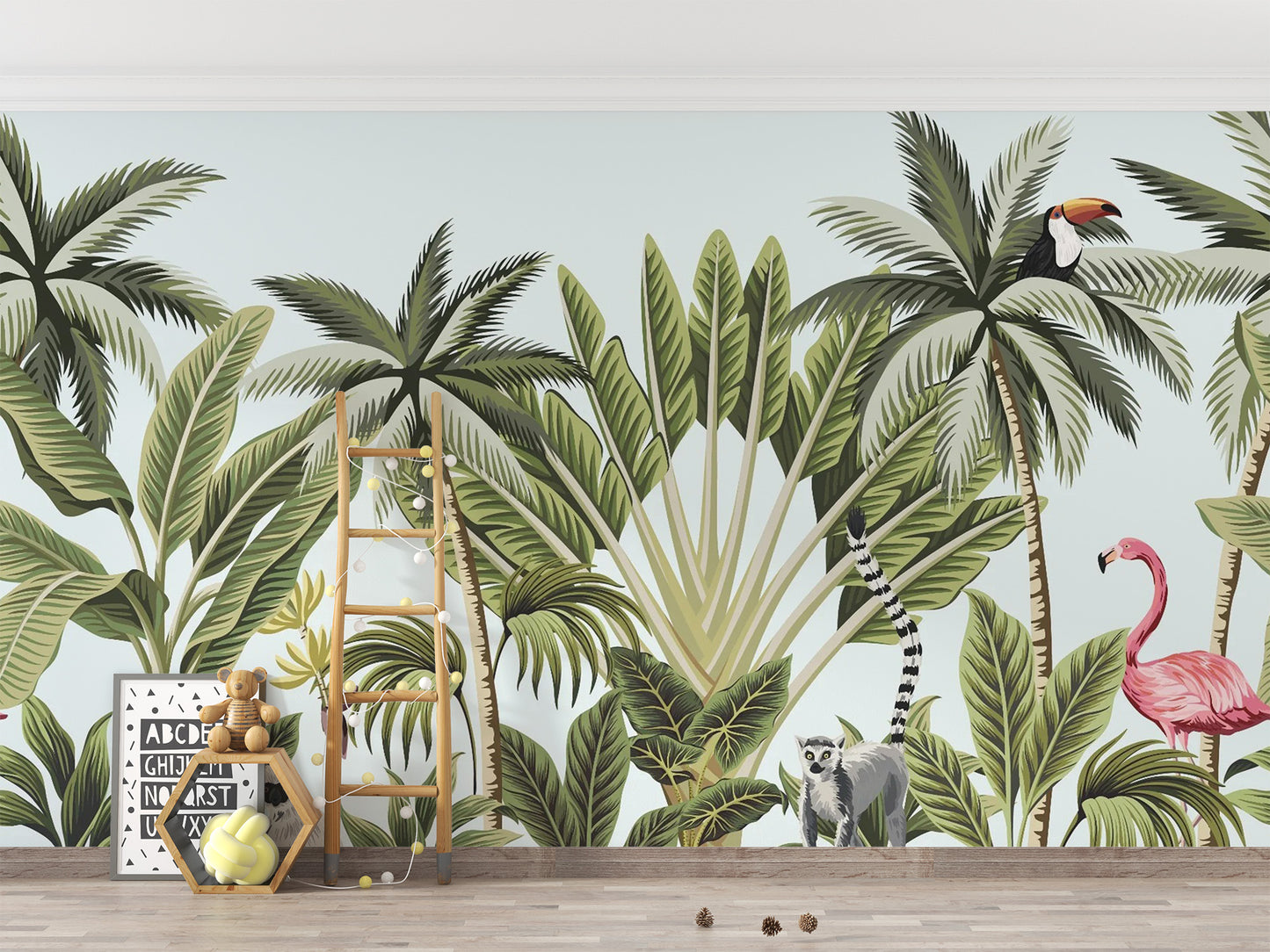 Tropical Jungle Animals & Plants Wall Mural