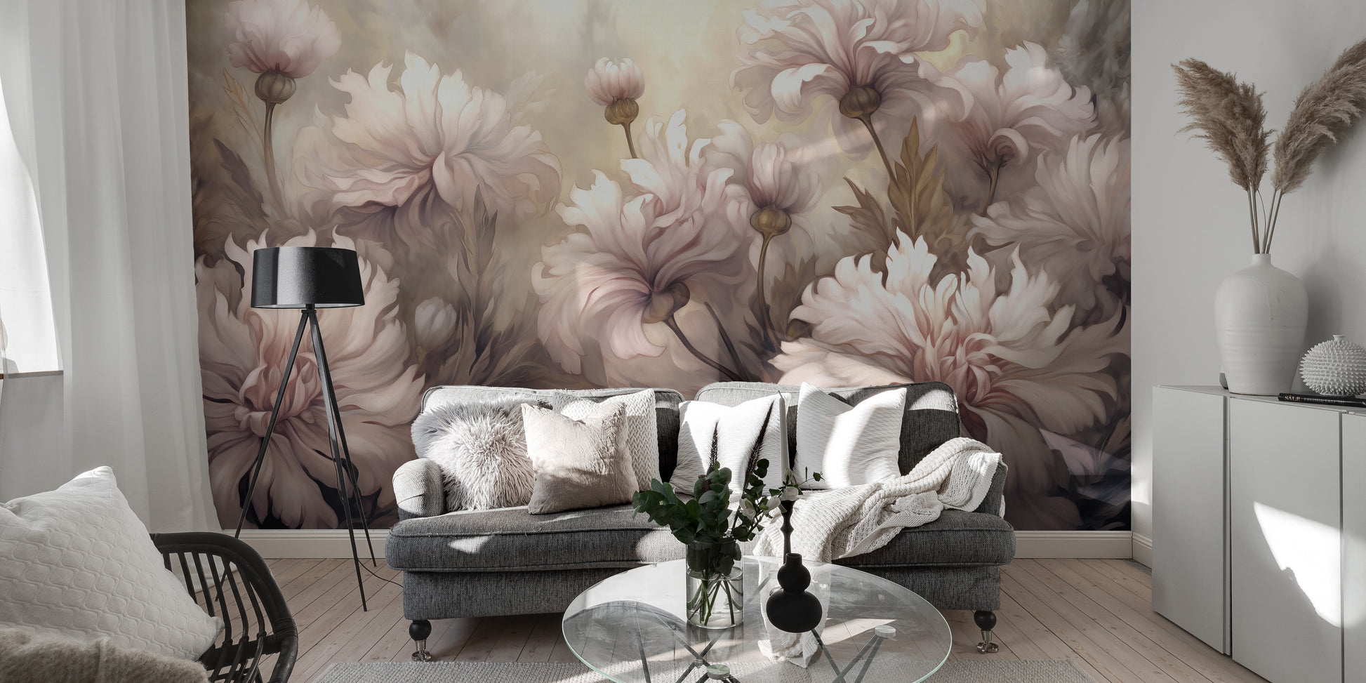 Transform your space with stunning underwater pink flowers wallpaper murals.