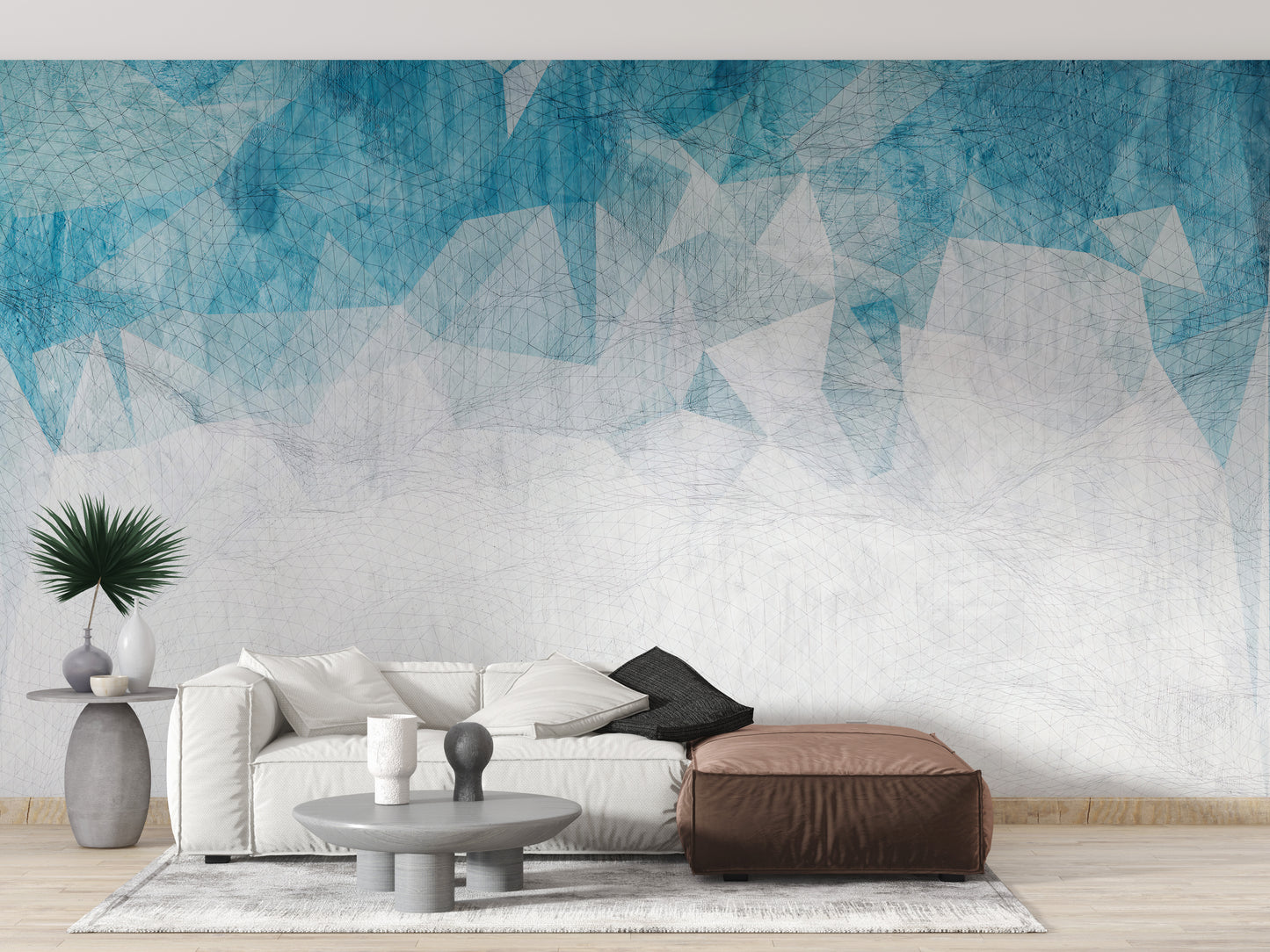 Crumbled Blue Color Wallpaper Murals