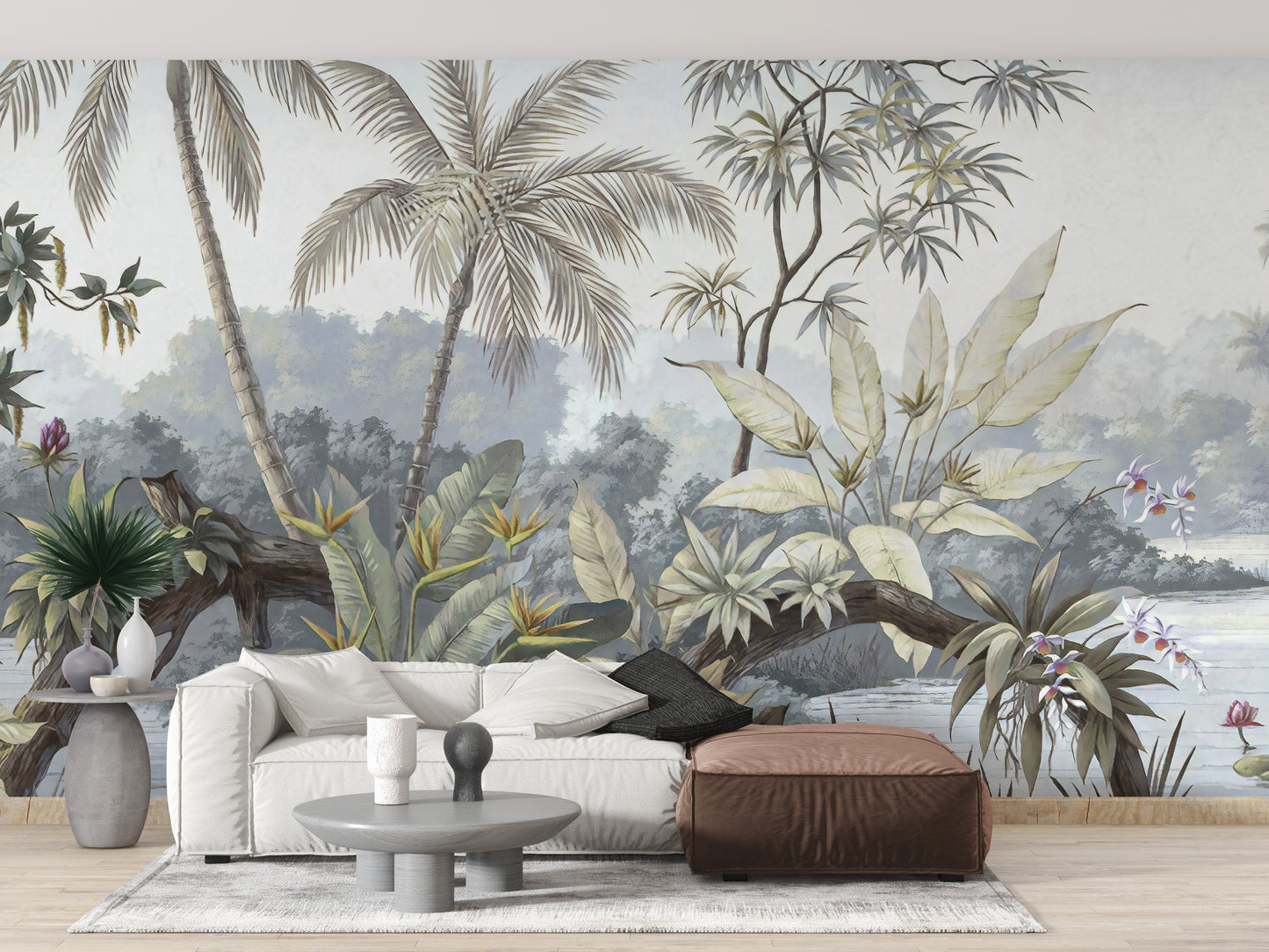 Tropical Trees Textured Wallpaper Murals