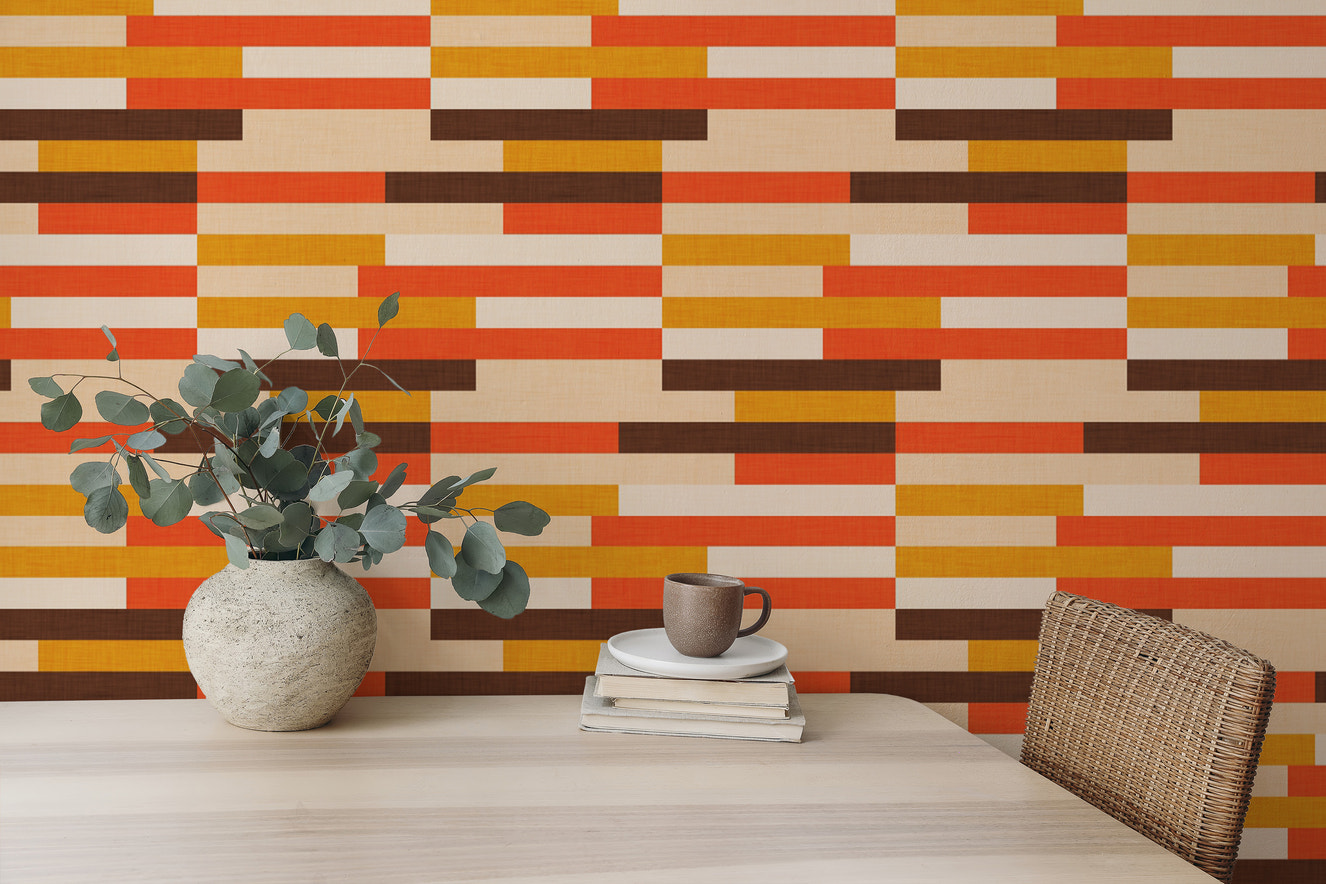 Kilim-inspired Wallpaper with retro stripes
