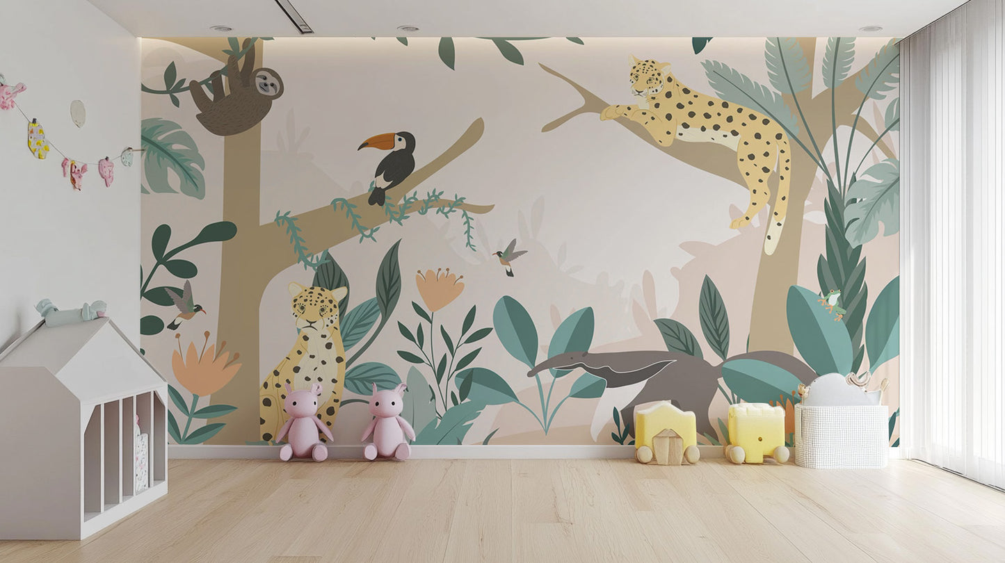 Kids Jungle Animal Wallpaper Mural