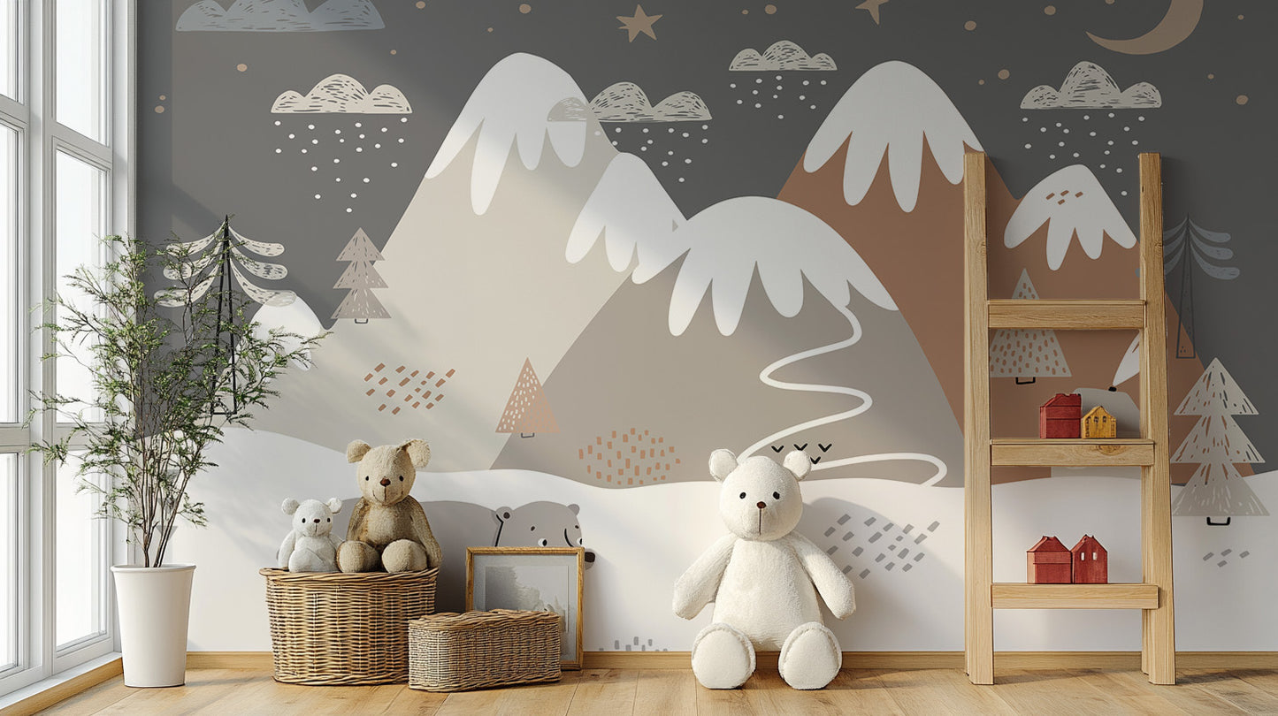 Kids Room Bear Snow Wallpaper Murals