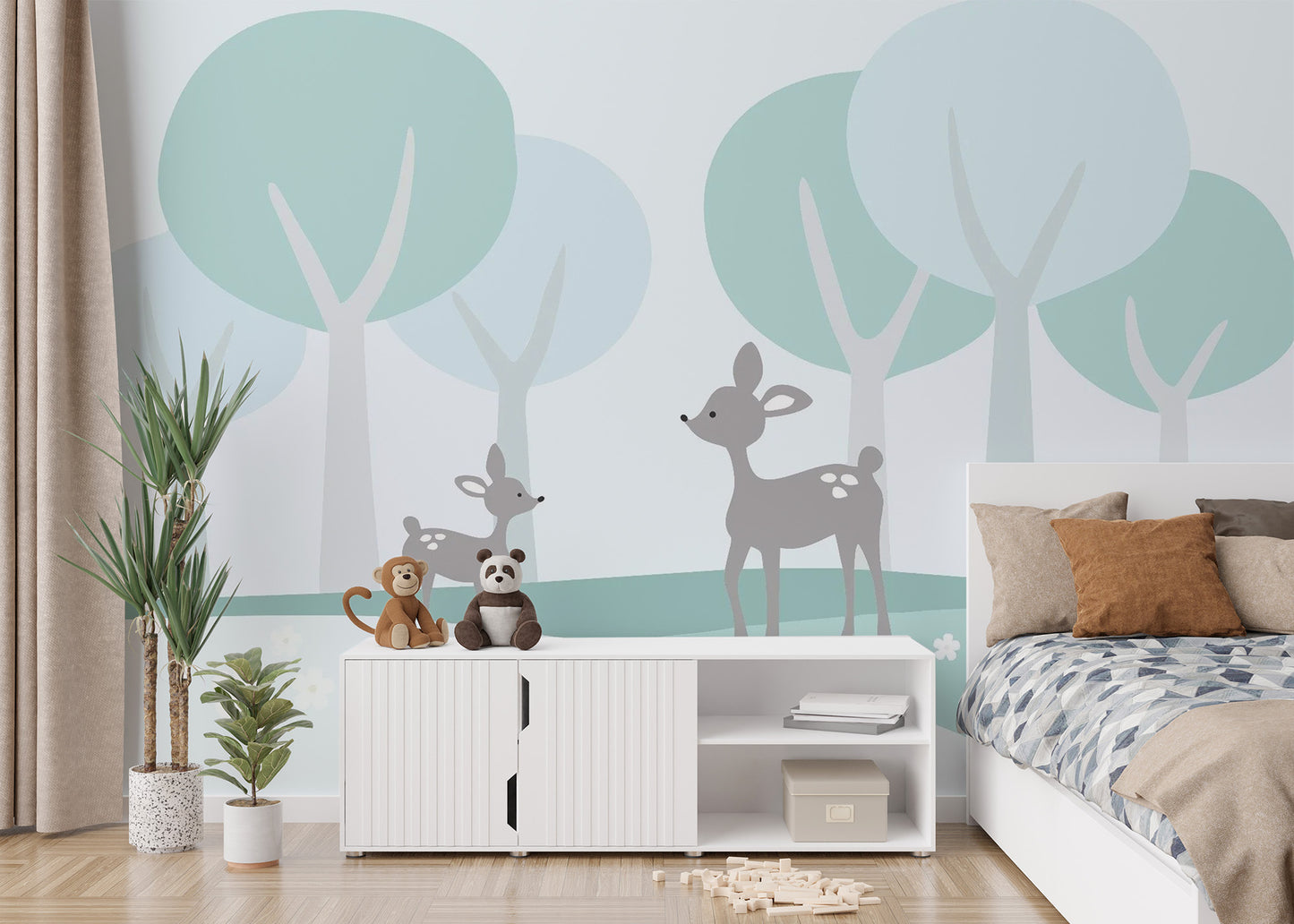 Nursery Area Fawn in Forest Wallpaper Mural