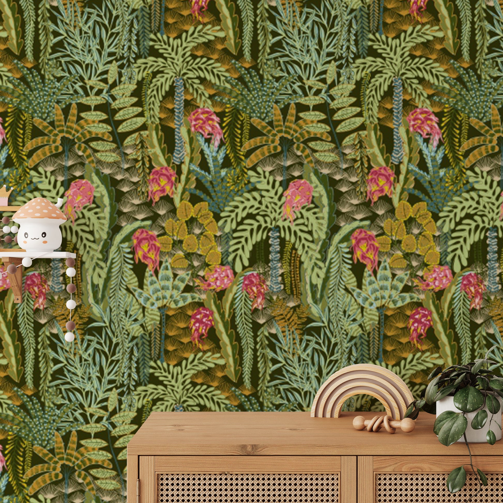 Emerald Jungle Melody wallpaper with rich green jungle tones.
