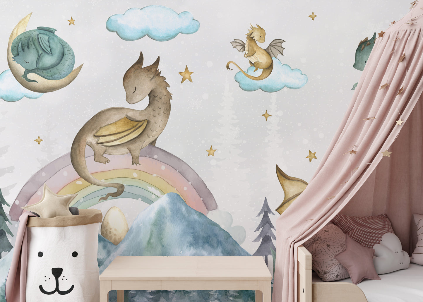 Artistic Mystical Dragon Wallpaper Mural accents