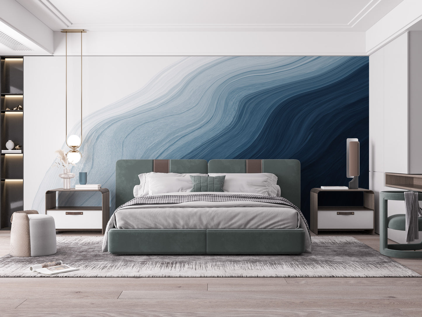 Fluid Blue Gradient Watercolor Wall Mural