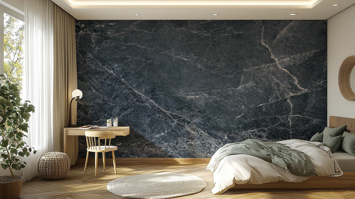 Deep blue marble wallpaper mural texture
