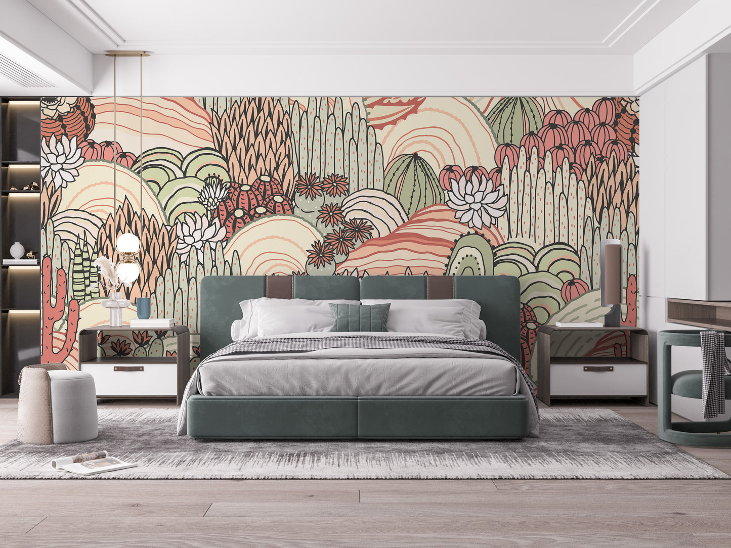 Multicolor Cactus and Succulents Wallpaper Murals