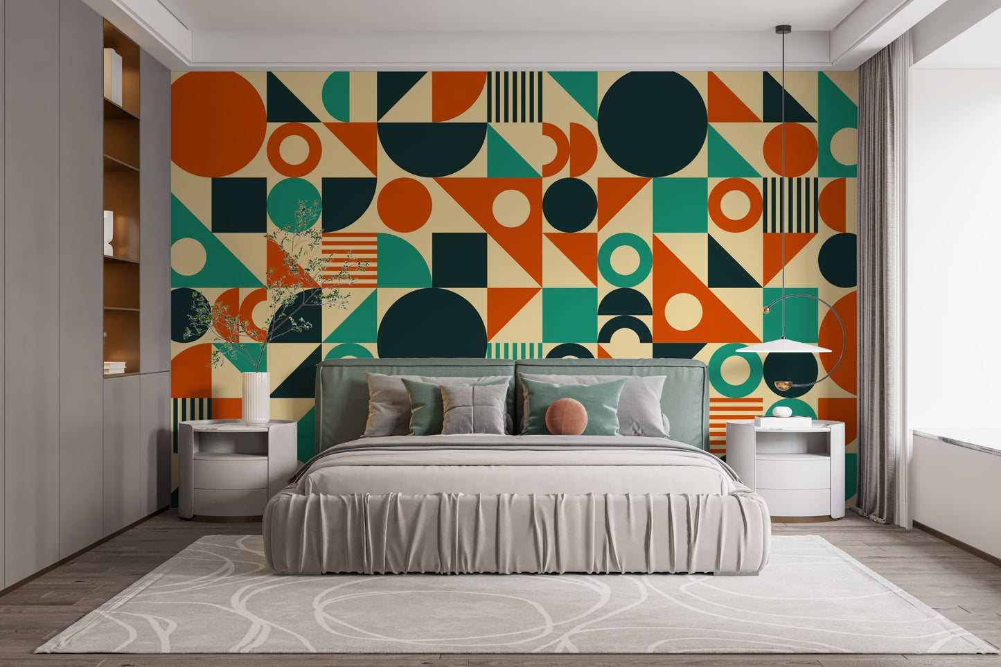 Orange & Green Mid Century Wallpaper Murals