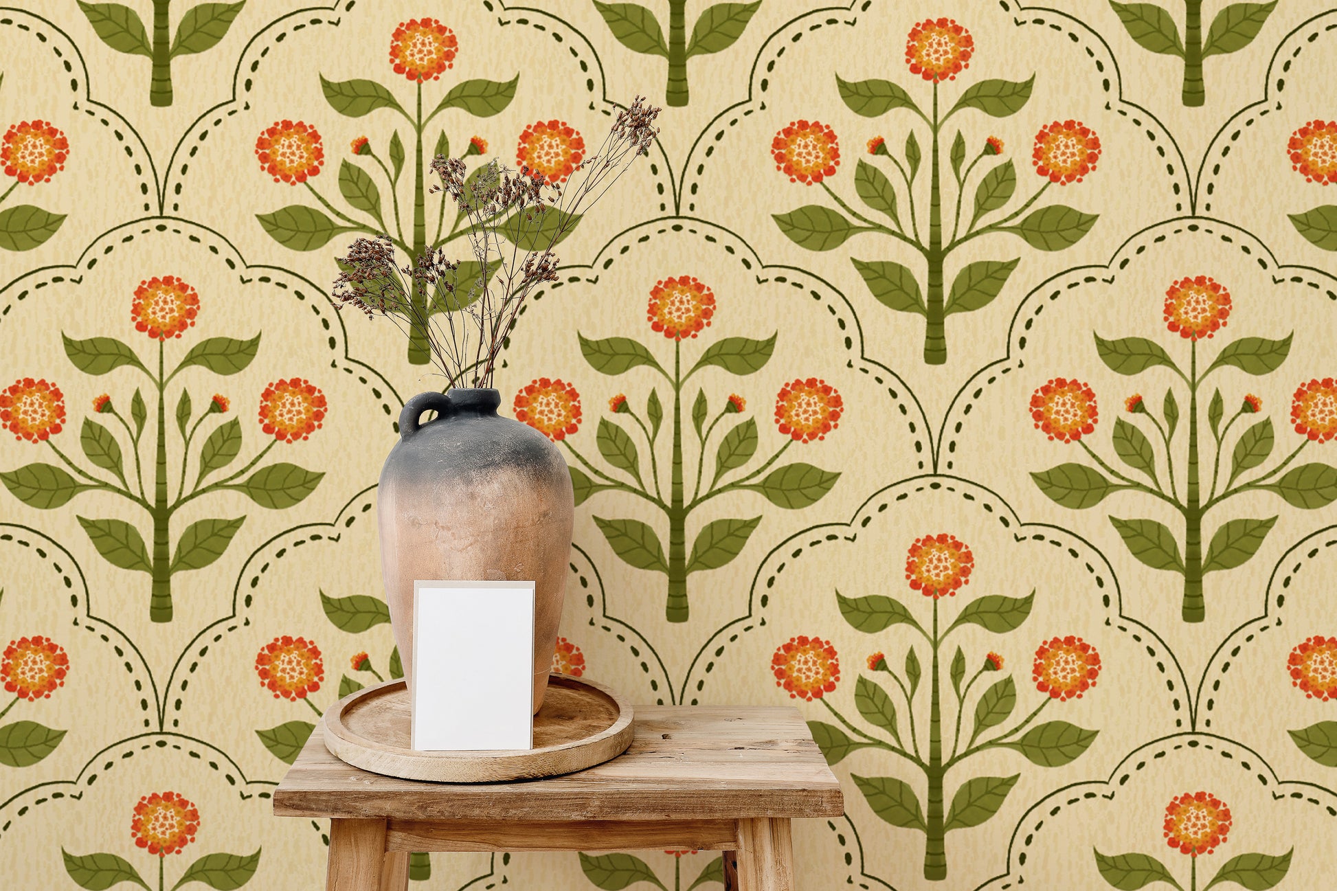 Nature-inspired wallpaper with floral design
