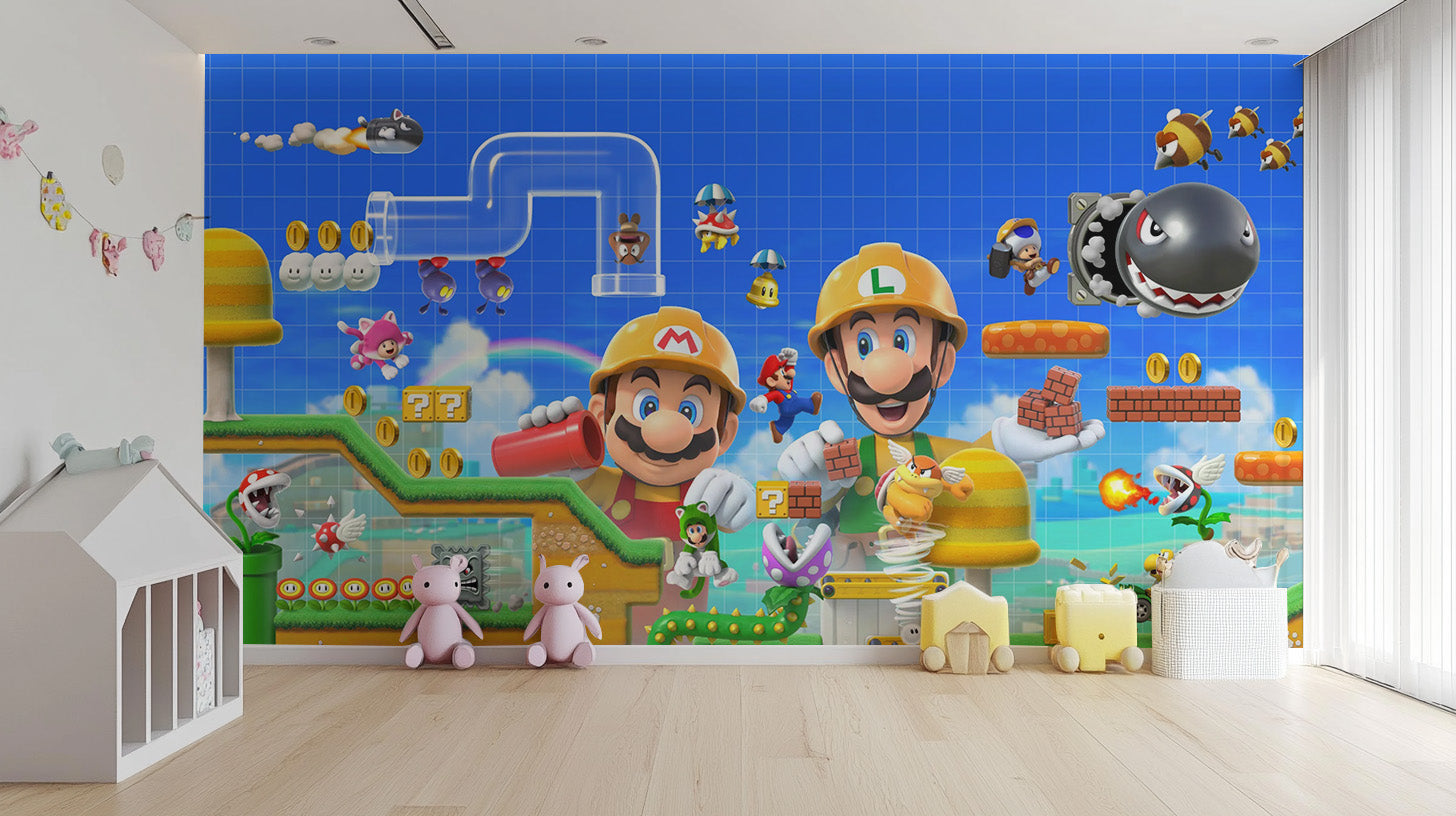 Iconic Super Mario Bros Kids Wallpaper mural idea
