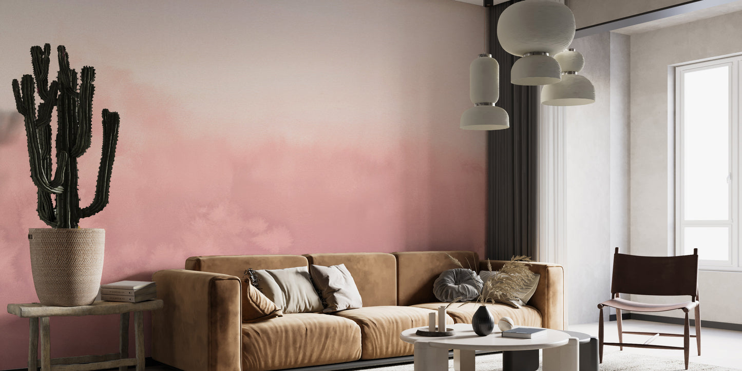 Pink Watercolor Ombre Reusable Wallpaper