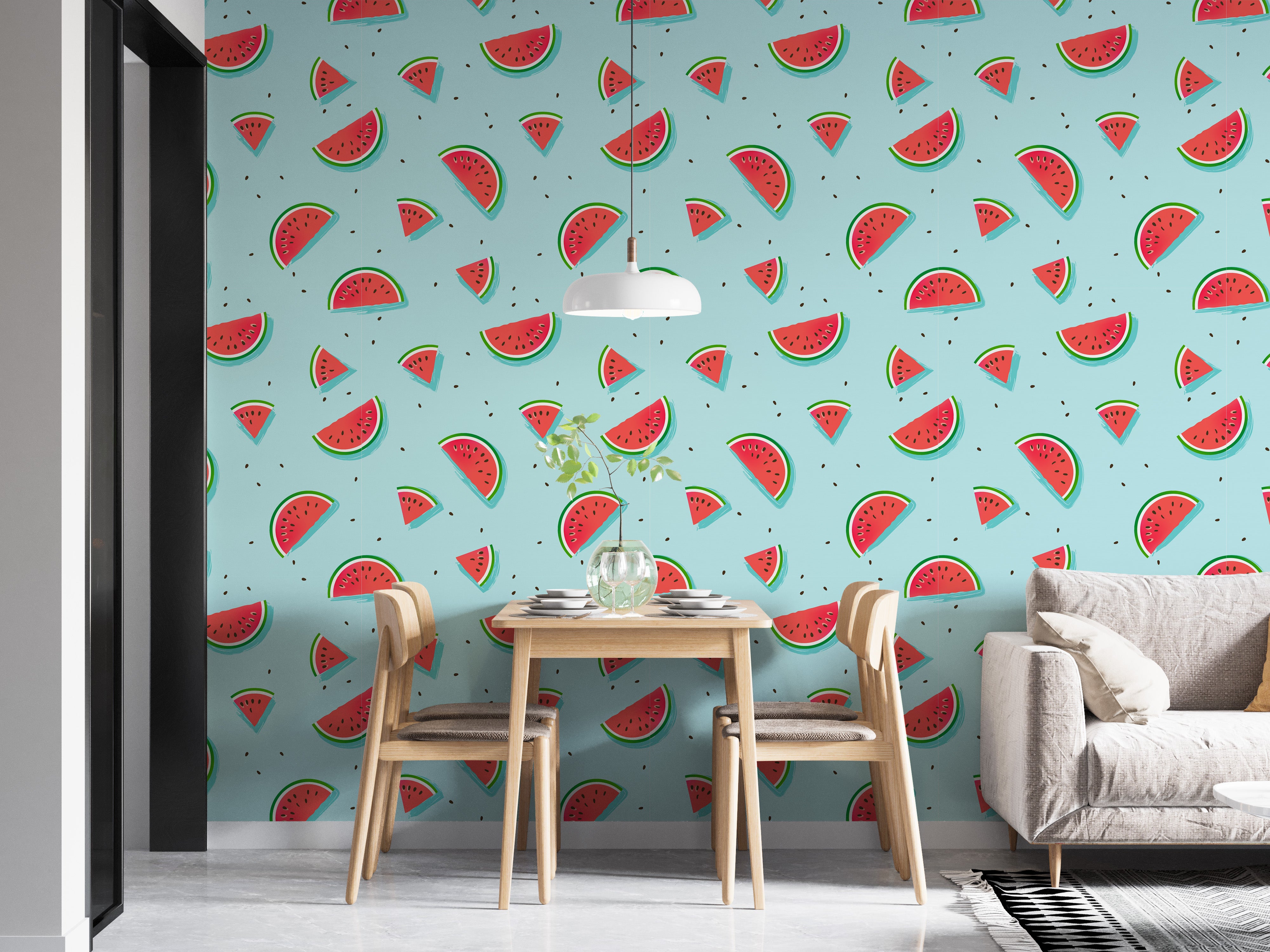 Colorful fruit-inspired wallpaper mural
