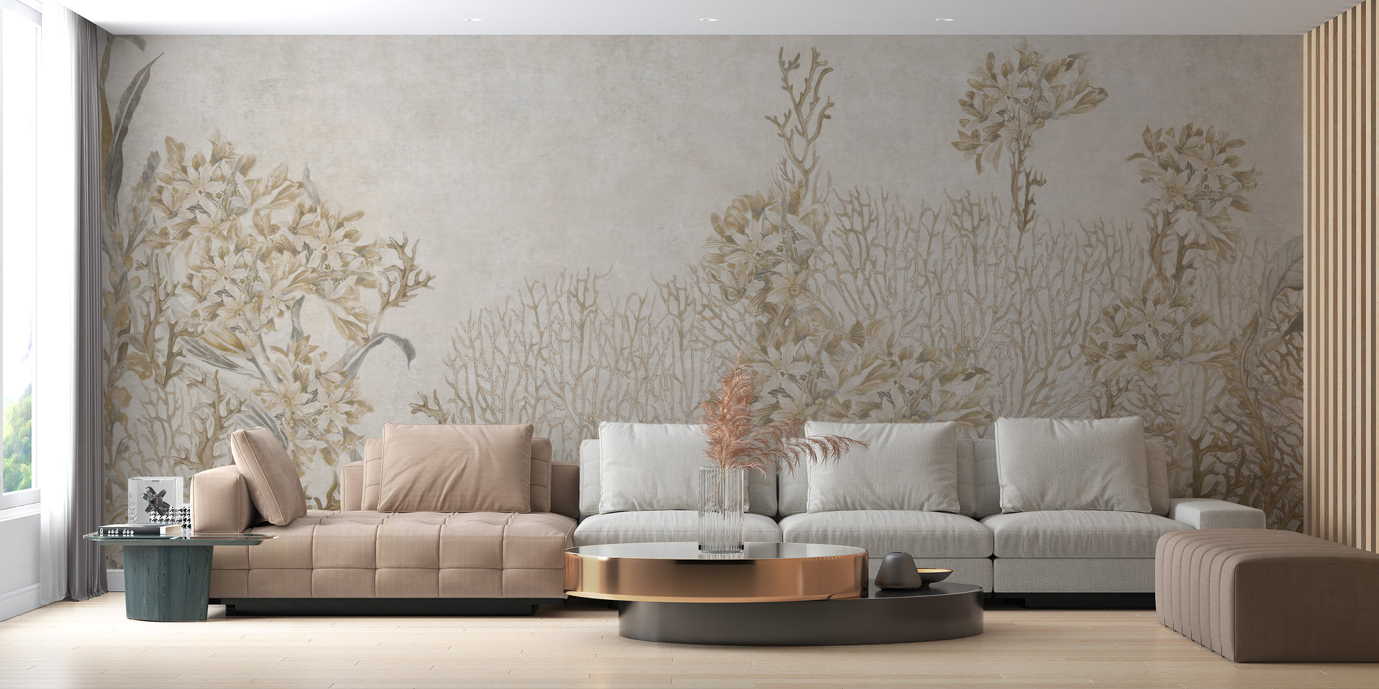 Monotone Sepia Flowers Shaded Wallpaper Murals - Giffywalls