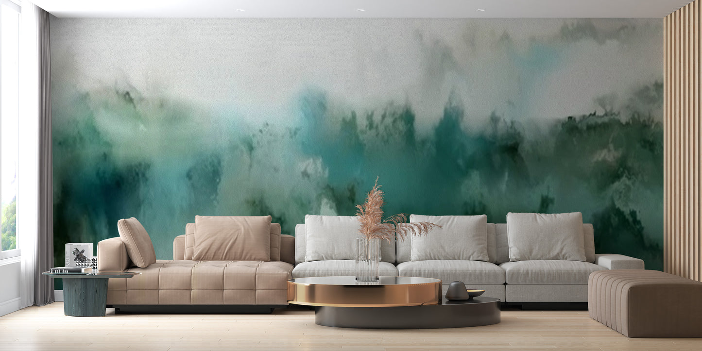 Turquoise Watercolor Design Wallpaper
