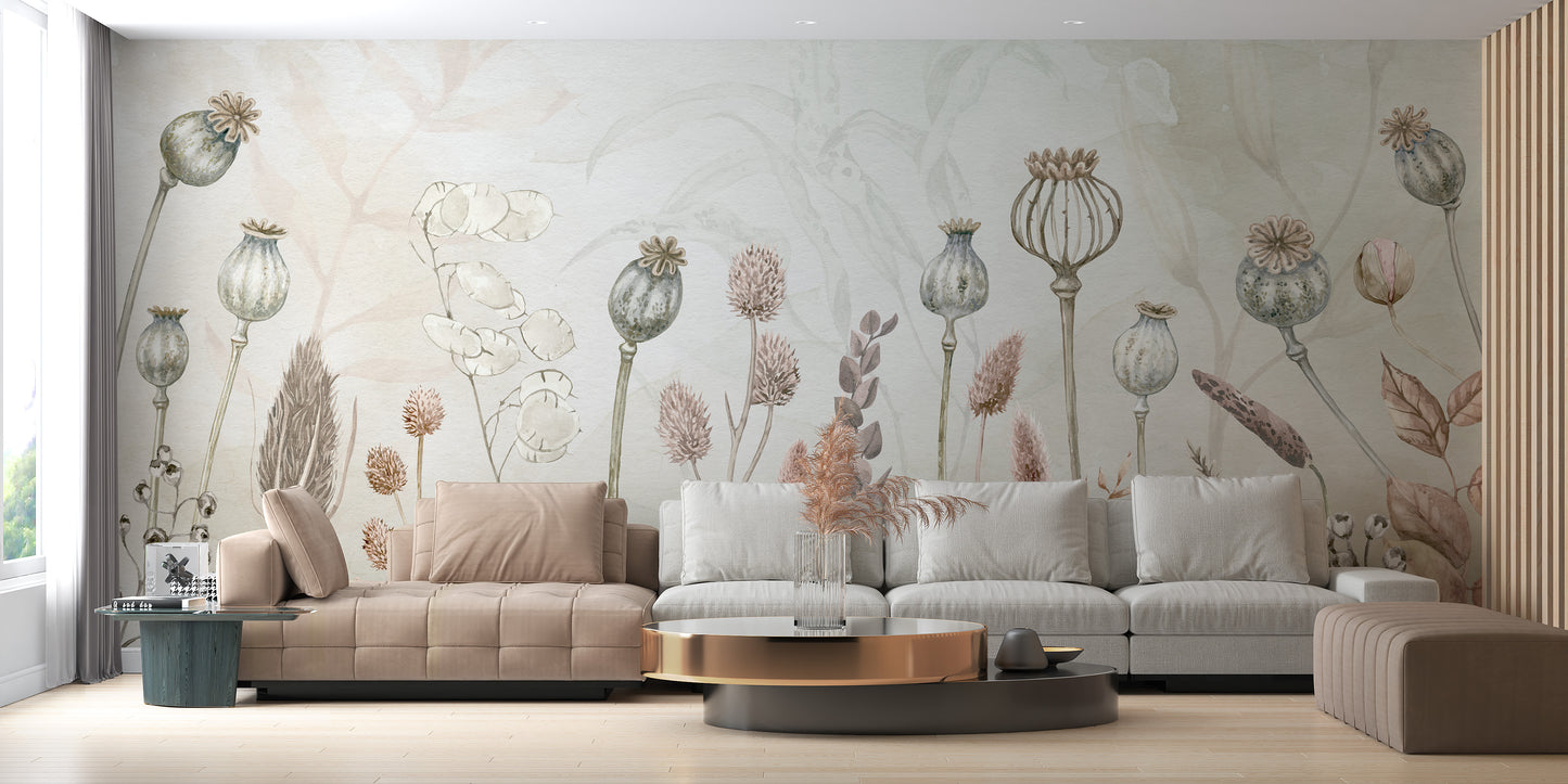 Autumn Flowers Wallpaper Mural For Wall