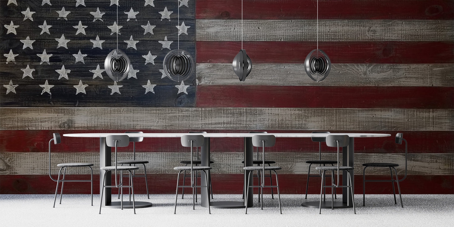 American Flag Wooden Wall Mural