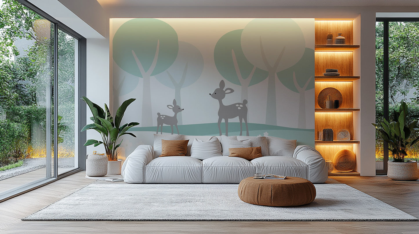 Nursery Area Fawn in Forest Wallpaper Mural