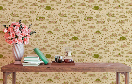 Earthy brown nature trail-themed wallpaper design.