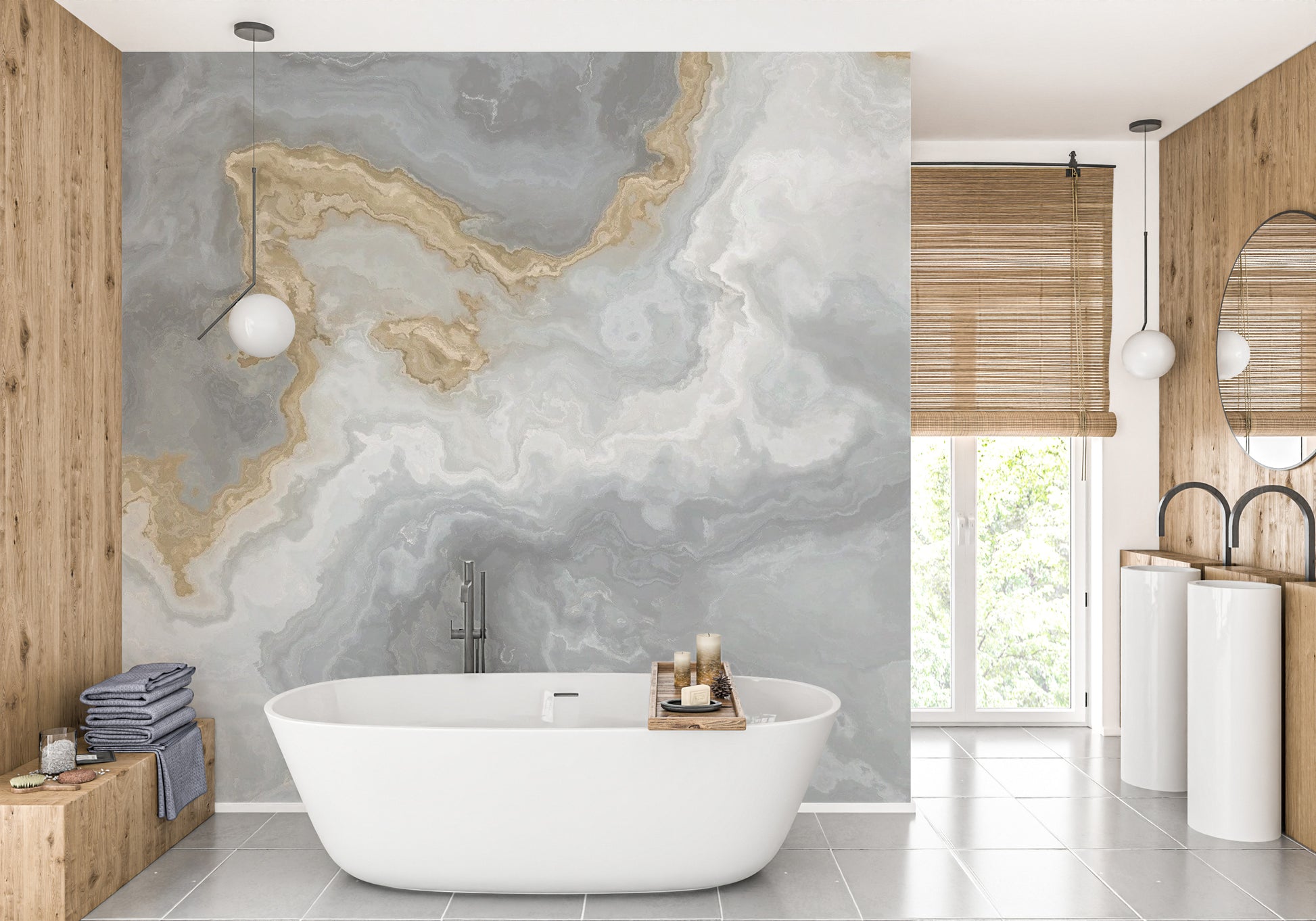 Sophisticated Gray Marble Wallpaper Mural
