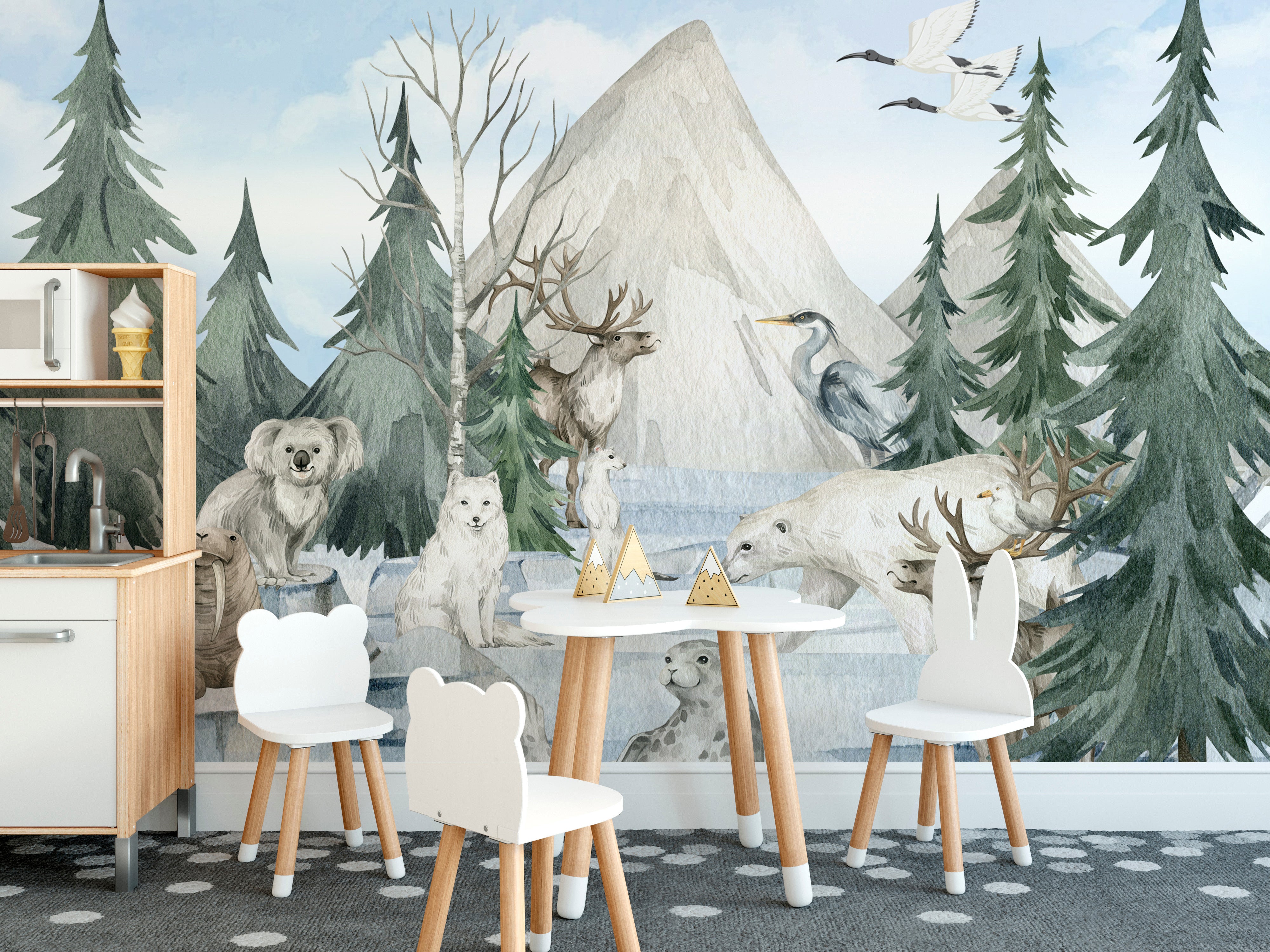 Frozen Frontier Majestic Wildlife Mural wallpaper for walls