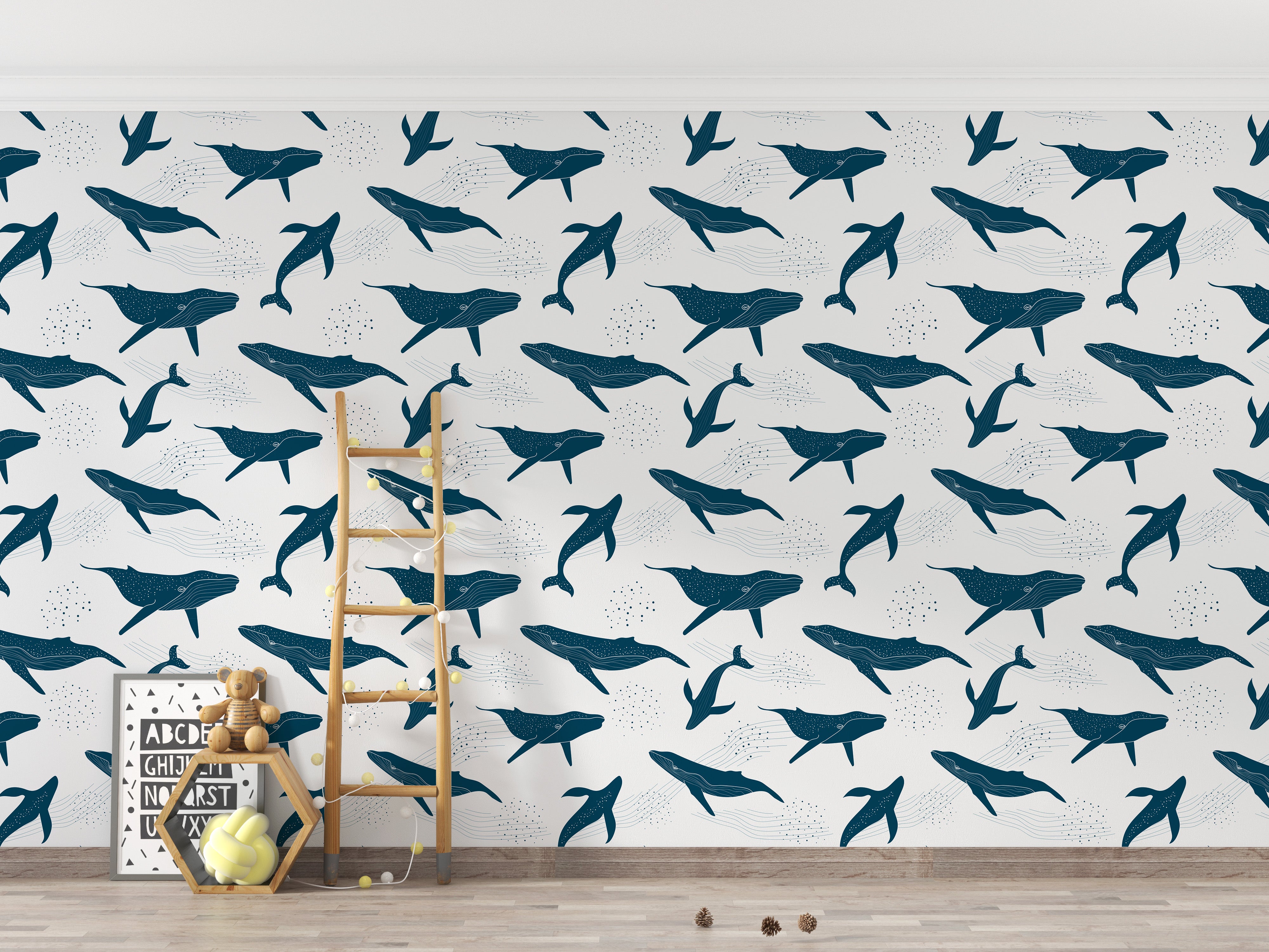 Modern whale mural with elegant design