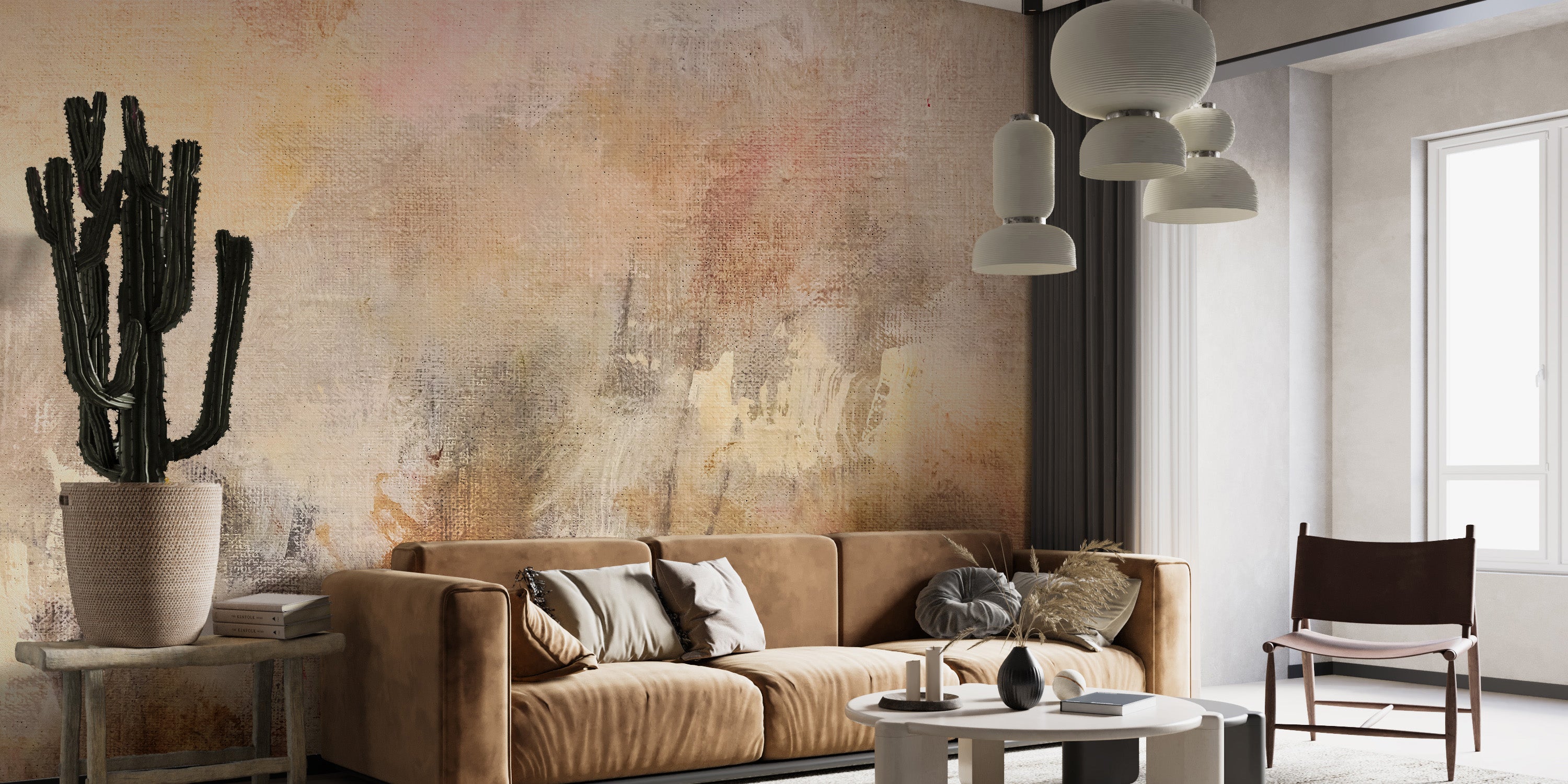 Textured oil-painted mural for walls