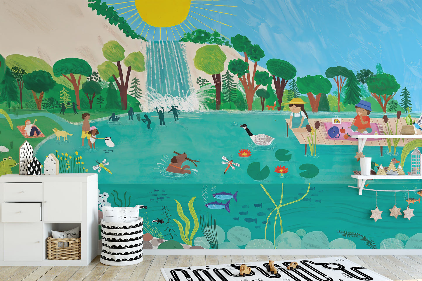 Whimsical kids wallpaper for a nursery adventure