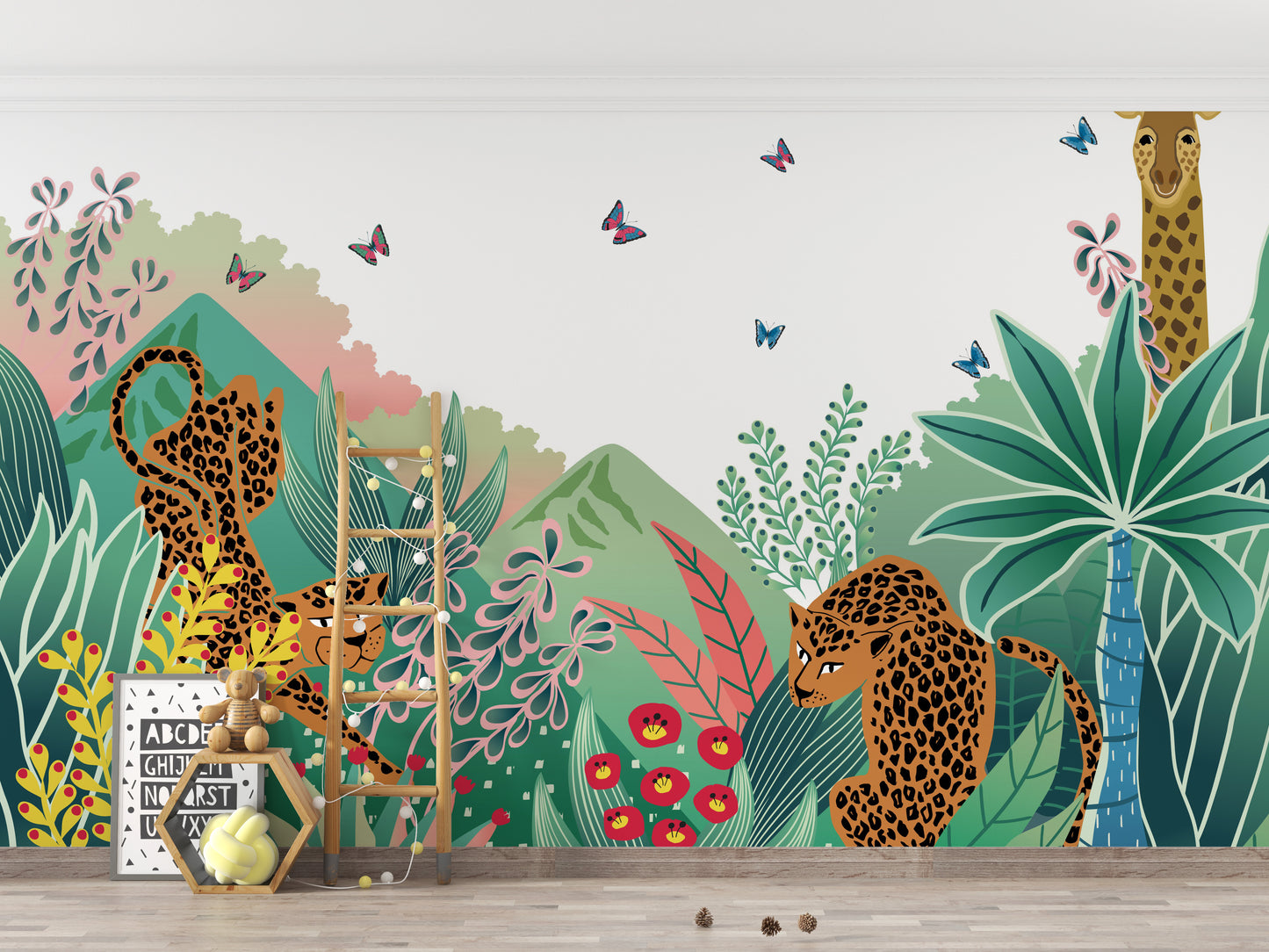 Leopard and Giraffe Kids Wallpaper Murals