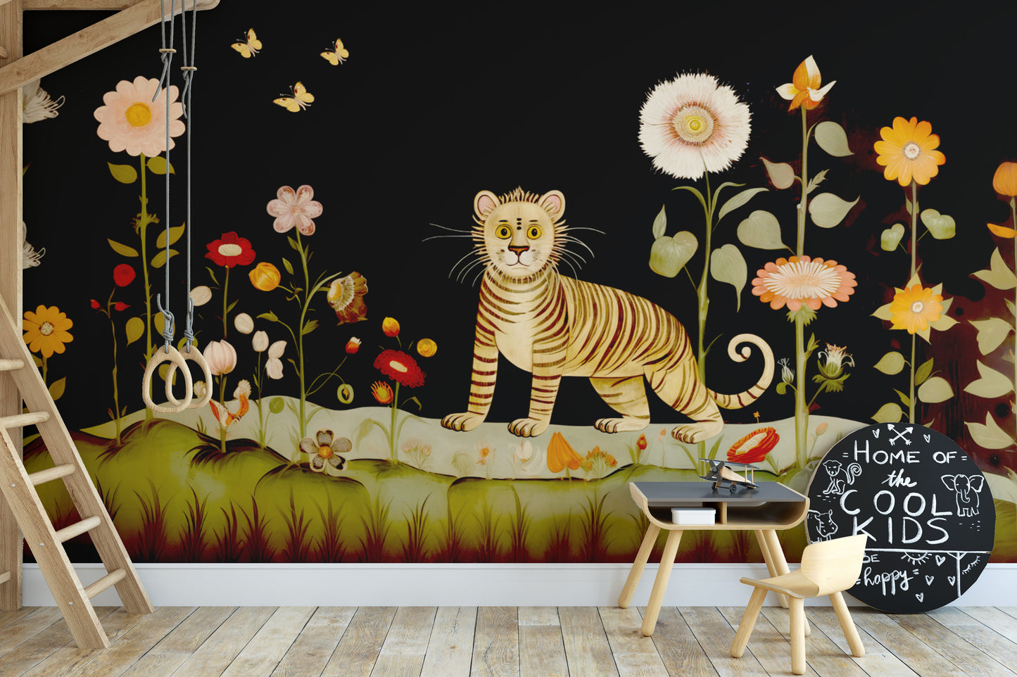 Tibetan Flower Tiger Wallpaper Murals