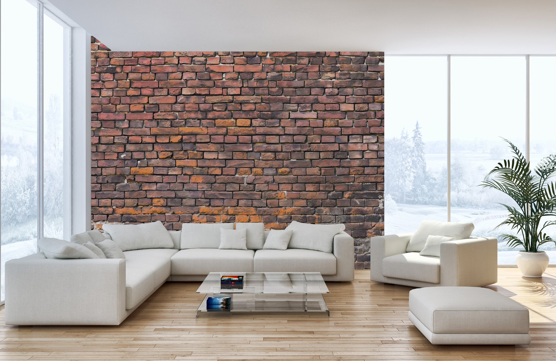 Rustic charm brick wallpaper mural for living room