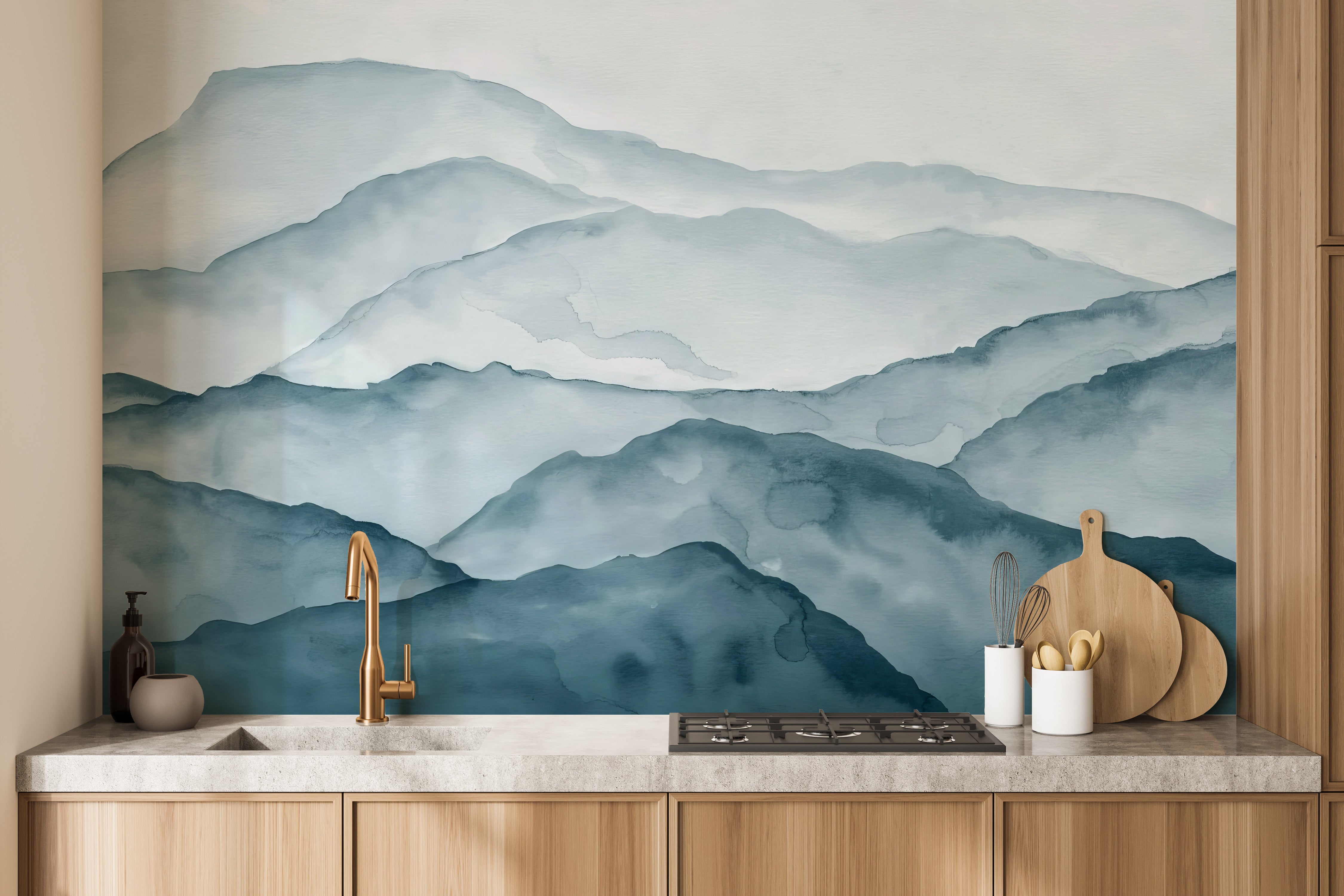 Scenic Blue Mountain Mural adds tranquility to dining rooms