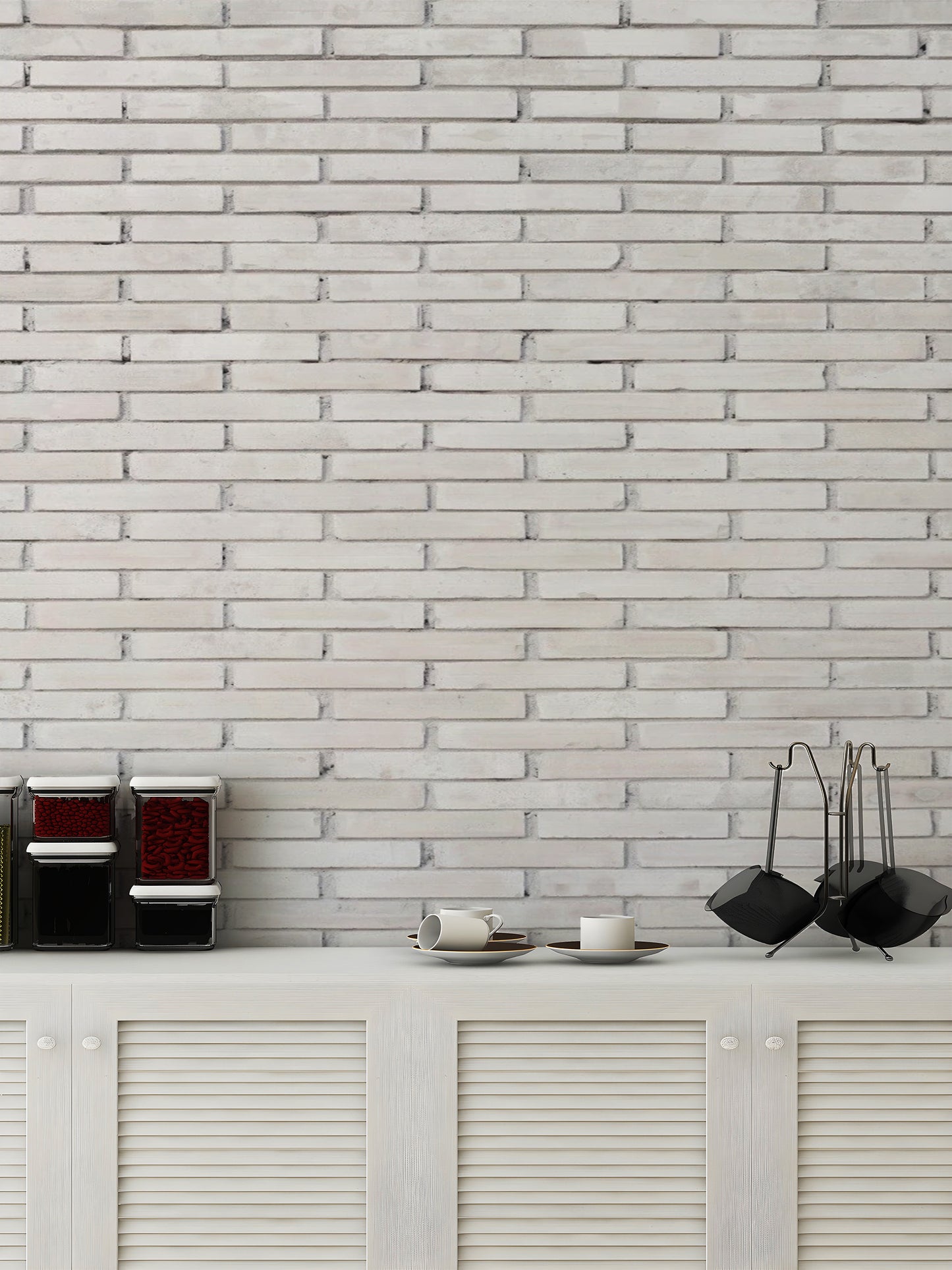 White Concrete Industrial Brick Wallpaper