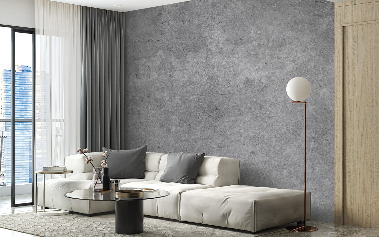 Gray cement tile textured wallpaper mural
