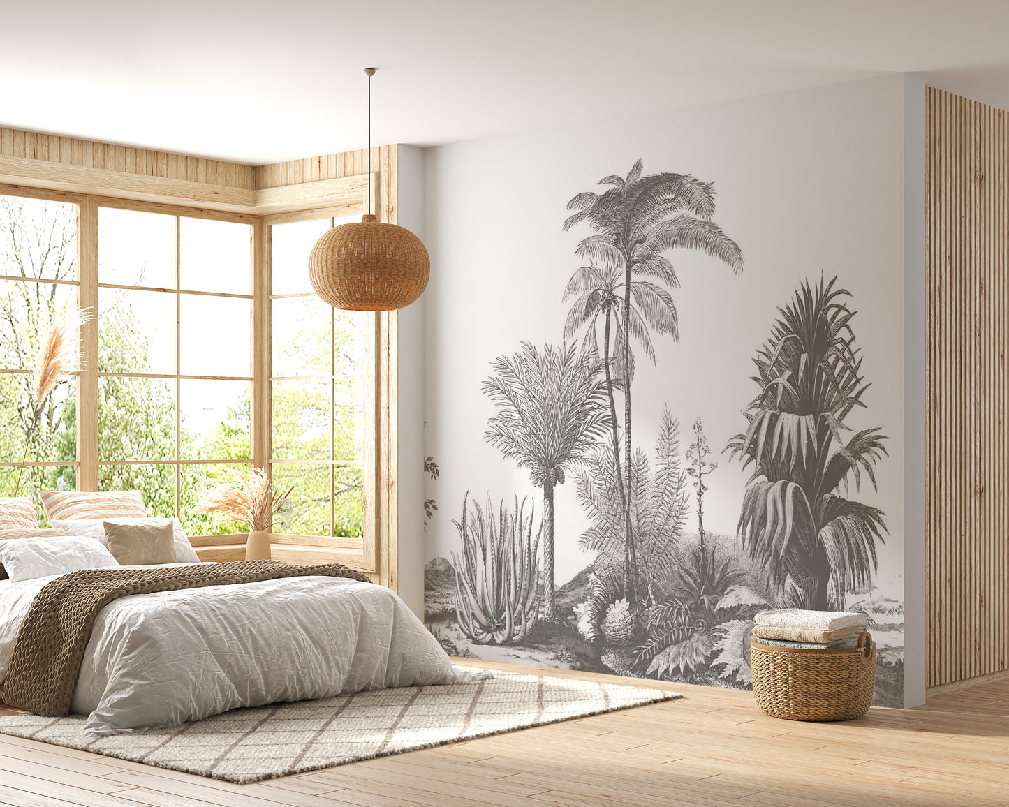 Gray Tone Tropical Serene Wallpaper Murals