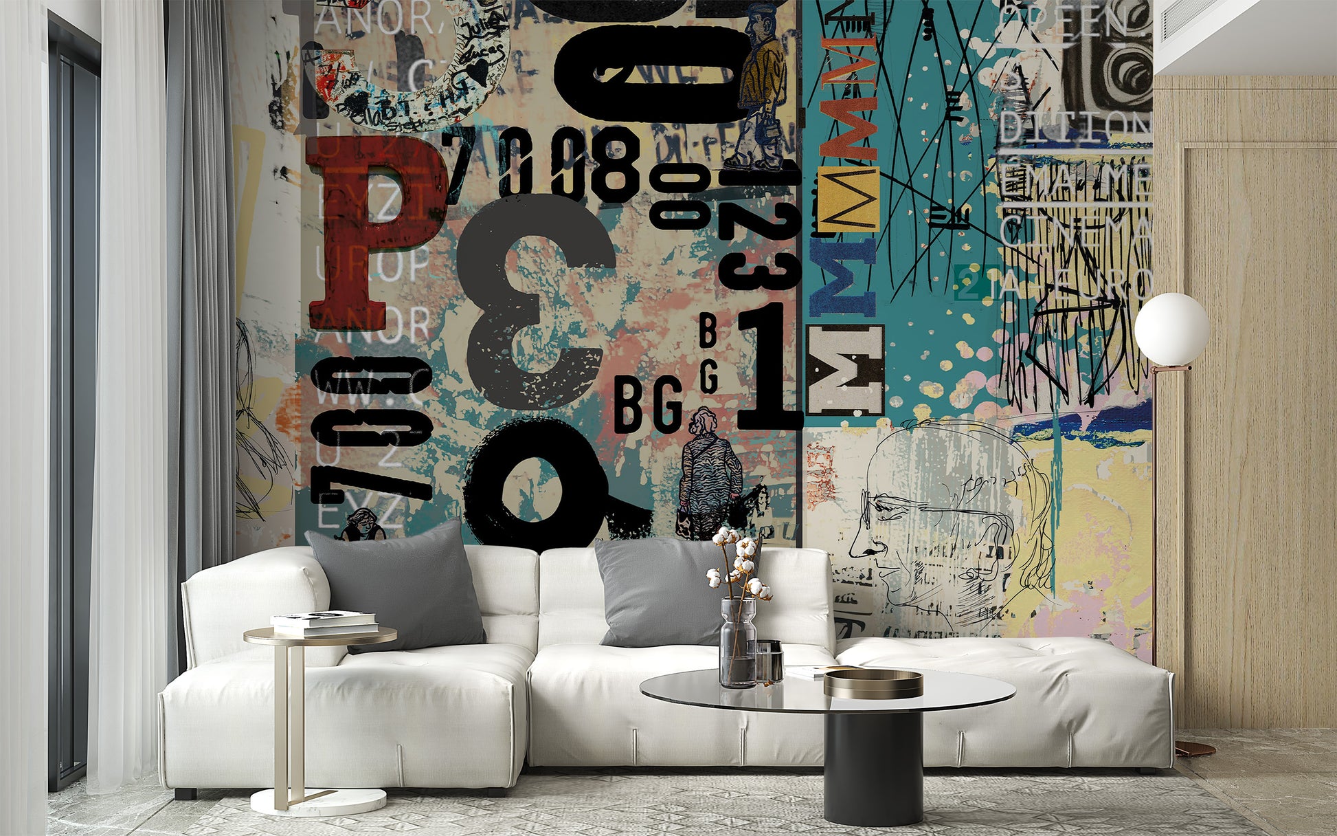 Retro Collage Wallpaper Mural - Giffywalls