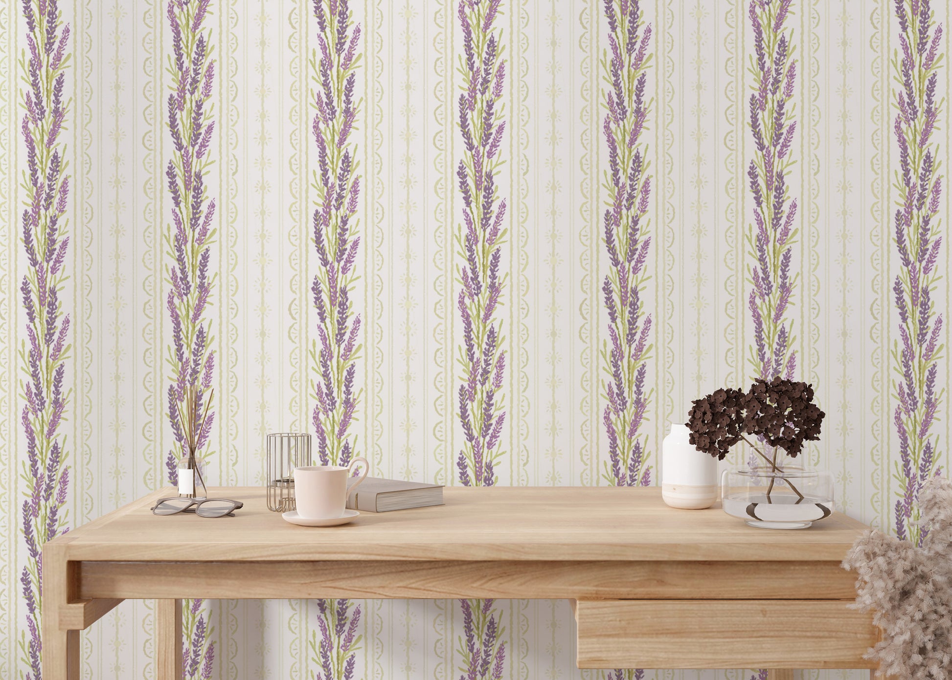 Striped lavender-themed wallpaper for walls
