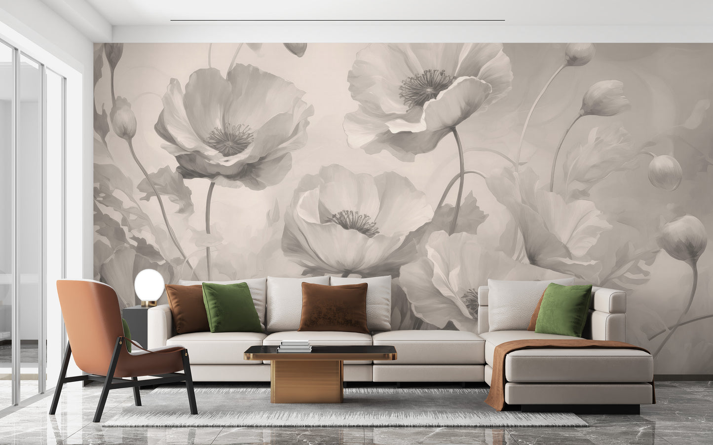 Grey Floral Peel and Stick Wallpaper