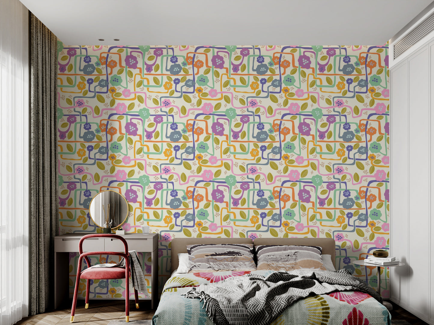 Blooming whimsy wallpaper to brighten and transform any room.
