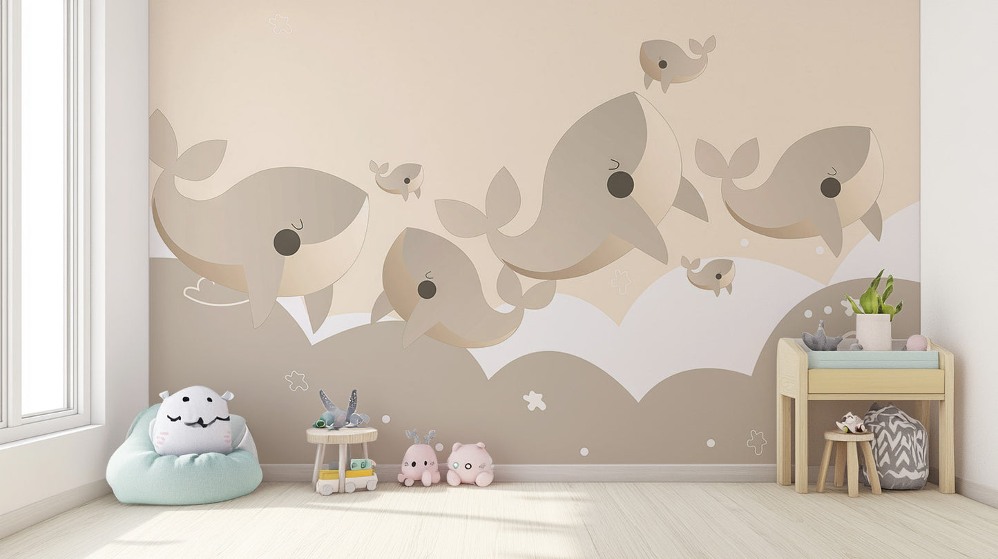 Cuddly Cetaceans Wall Mural