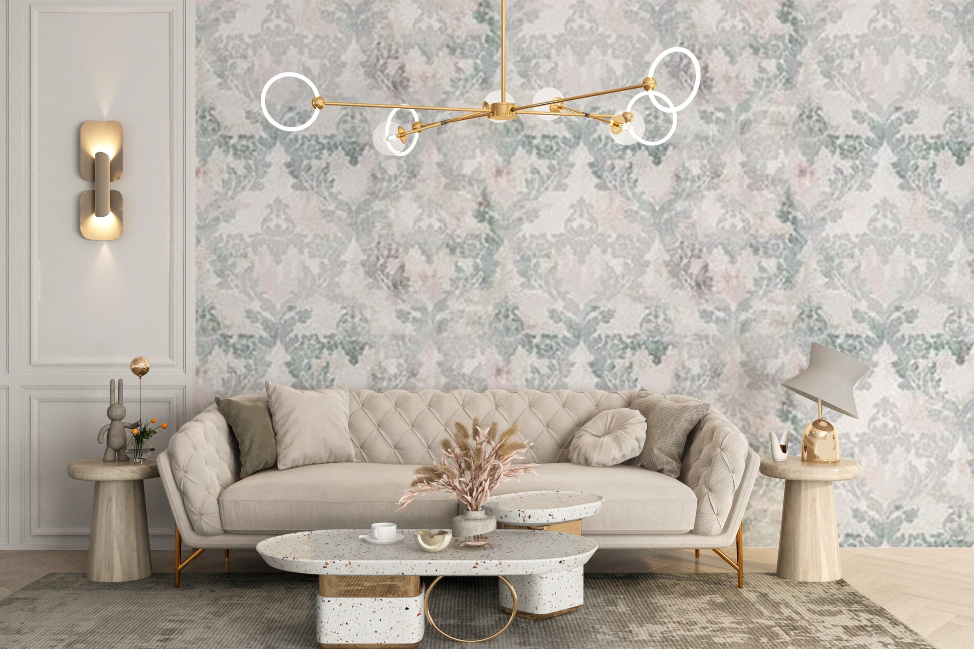 Stylish pink damask wallpaper for home decor
