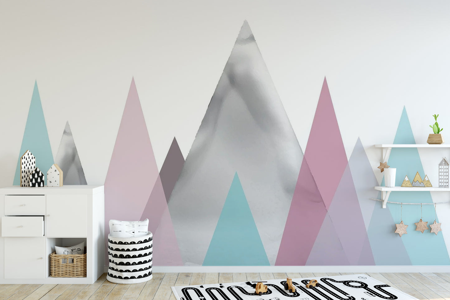 Kids Pastel Mountains Wallpaper Mural