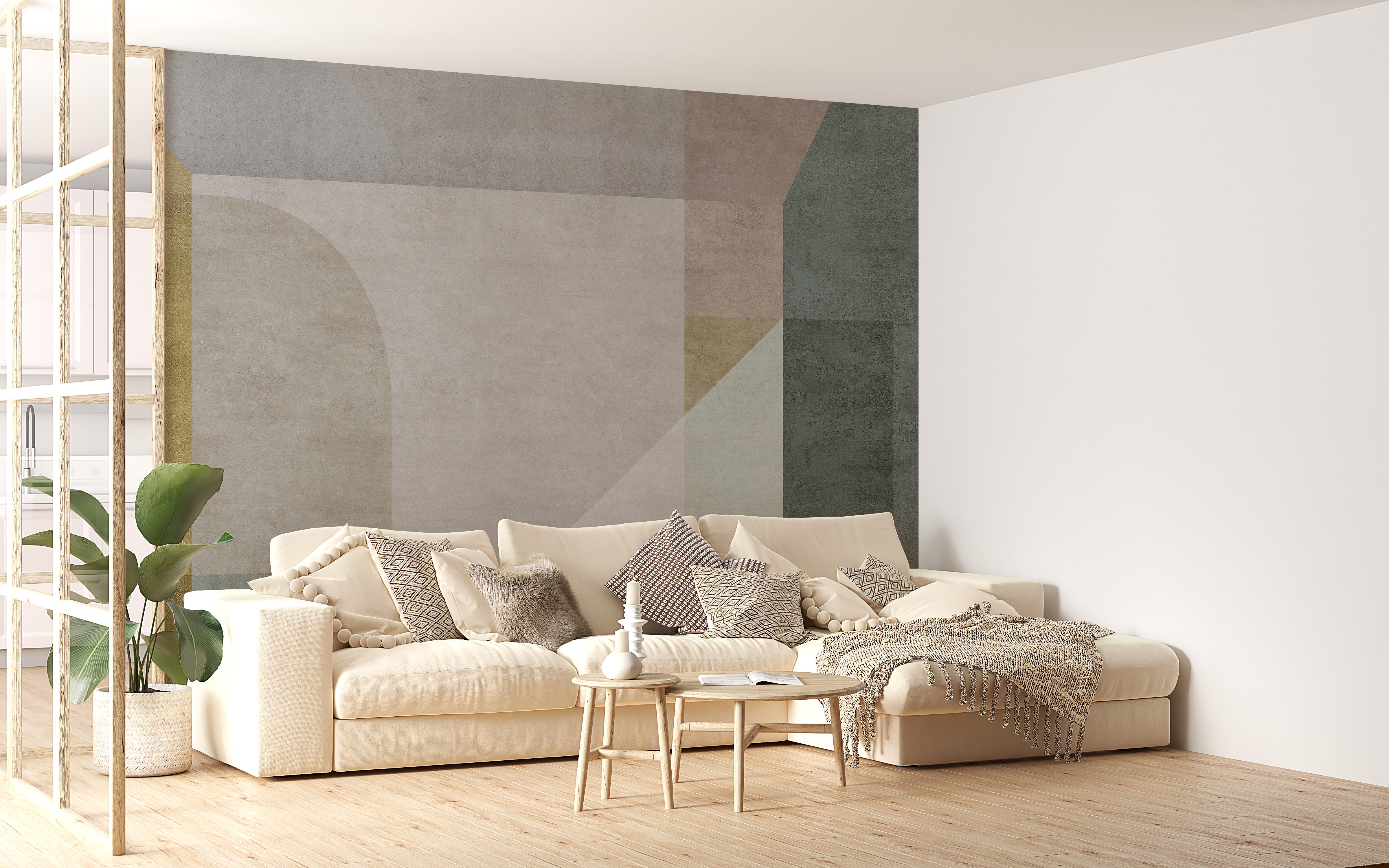 Stylish vector pastel shapes wall mural
