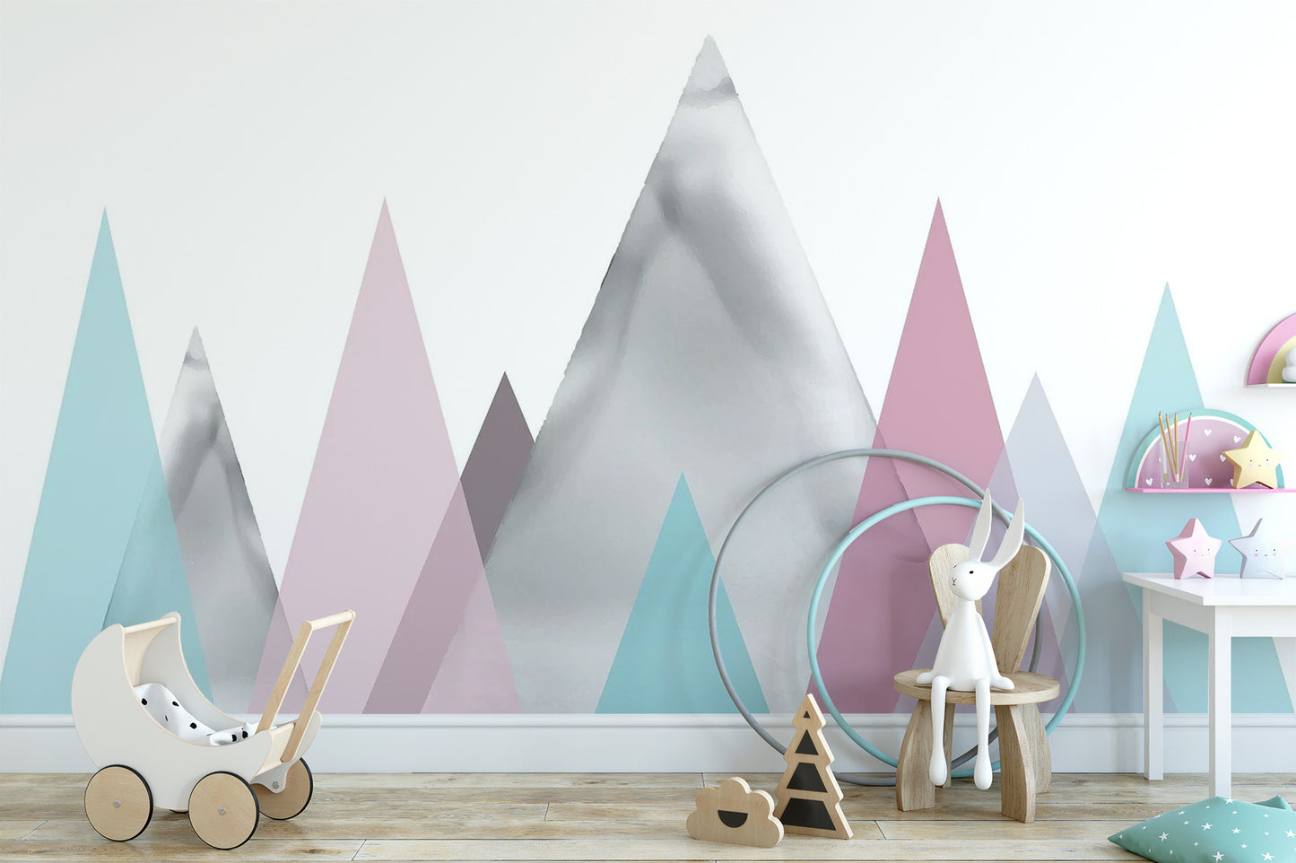 Kids Pastel Mountains Wallpaper Mural