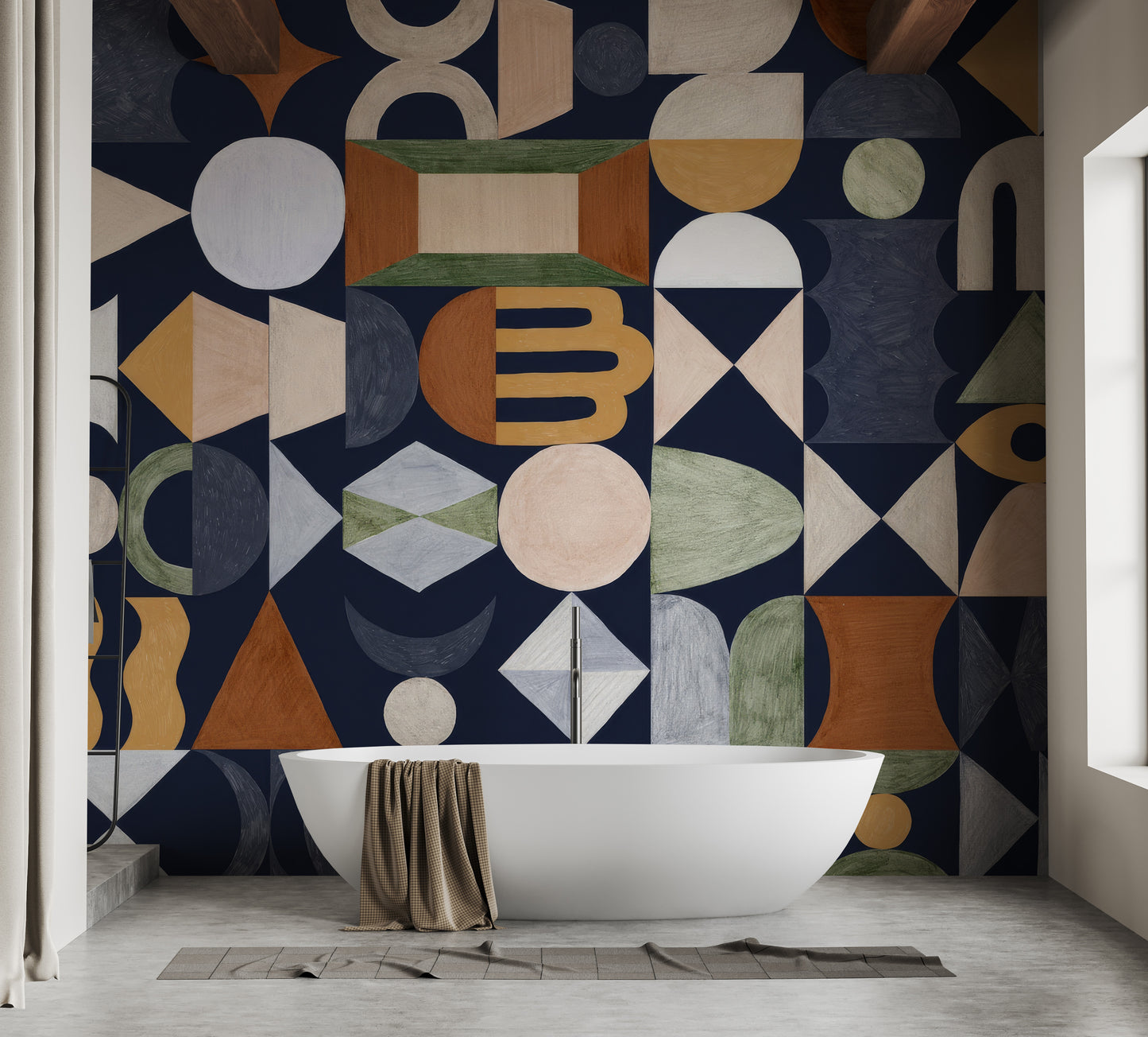 Luxurious mosaic-inspired bathroom wall mural