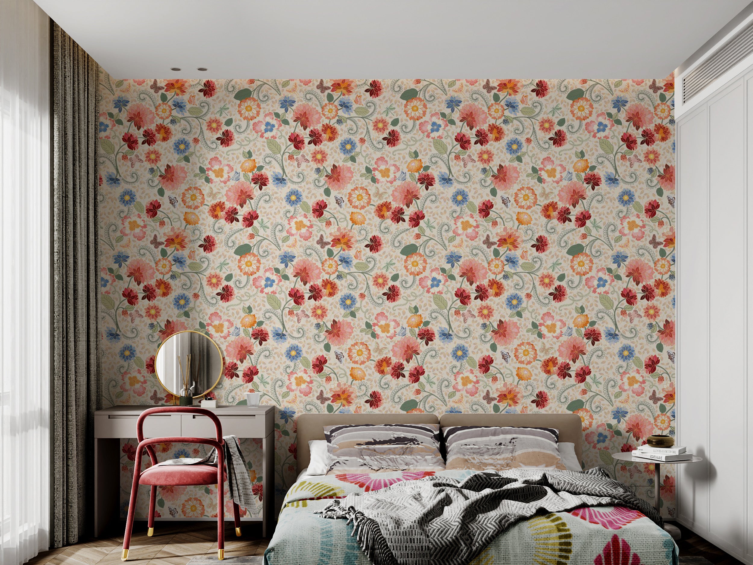 Modern floral mosaic wallpaper for cozy walls